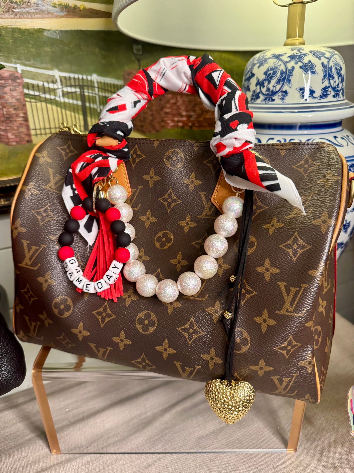 Bag/purse charm giant pearls