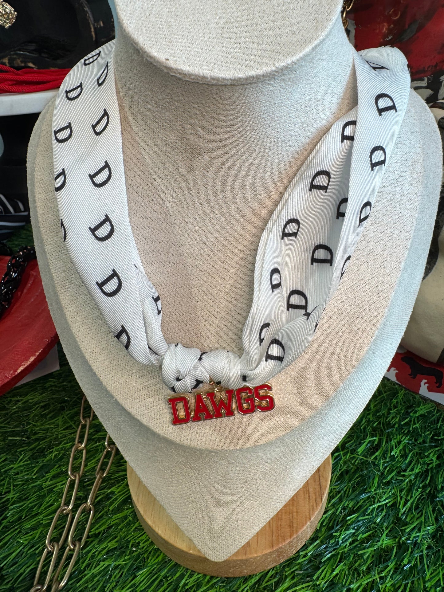 Scarf necklace dawgs charm