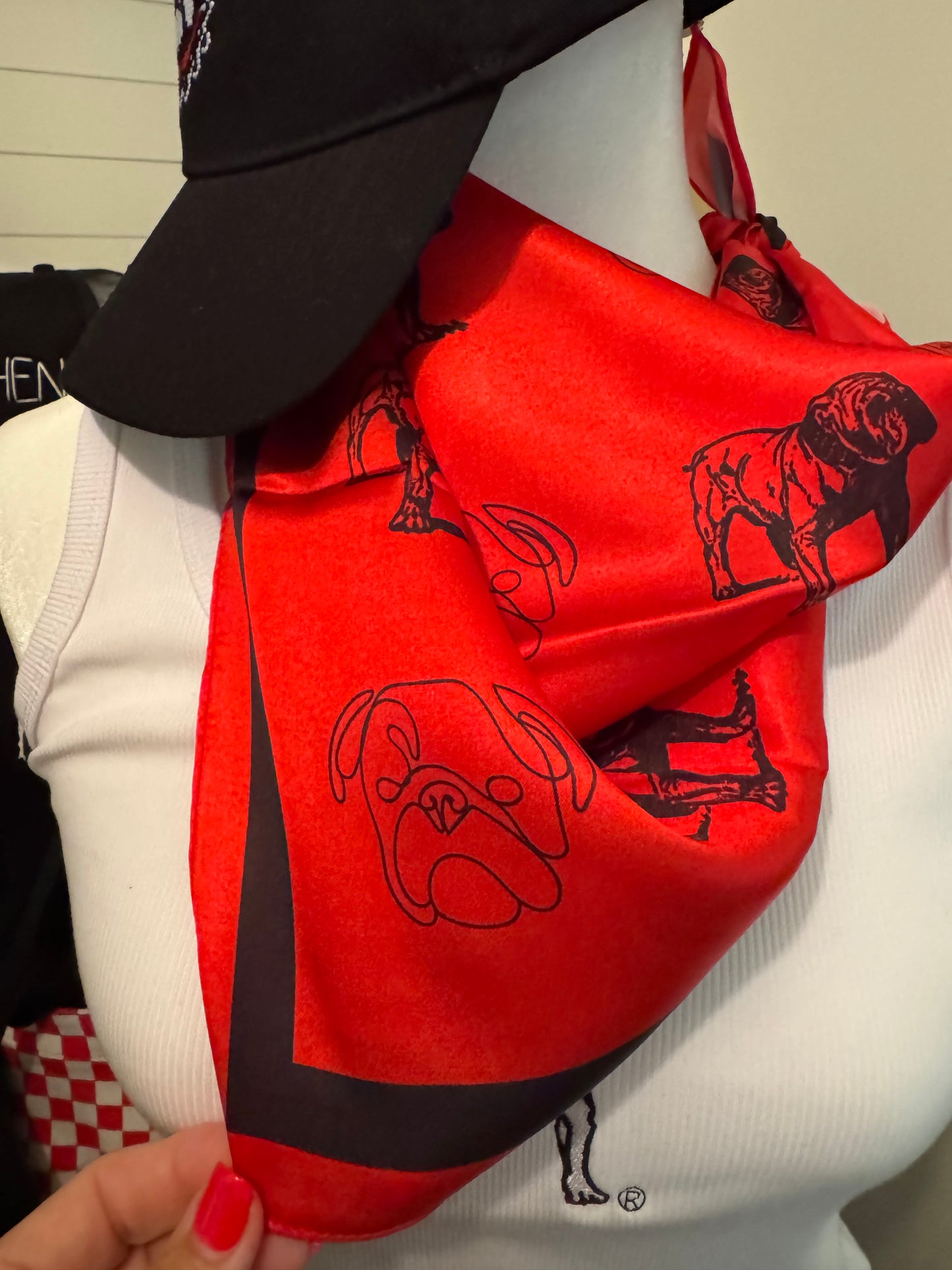 Silky game day scarf bulldogs red and black