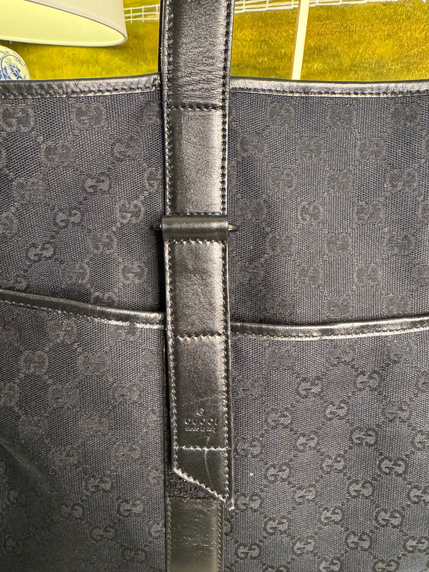 Gucci tote bag black GG canvas monogram pre loved