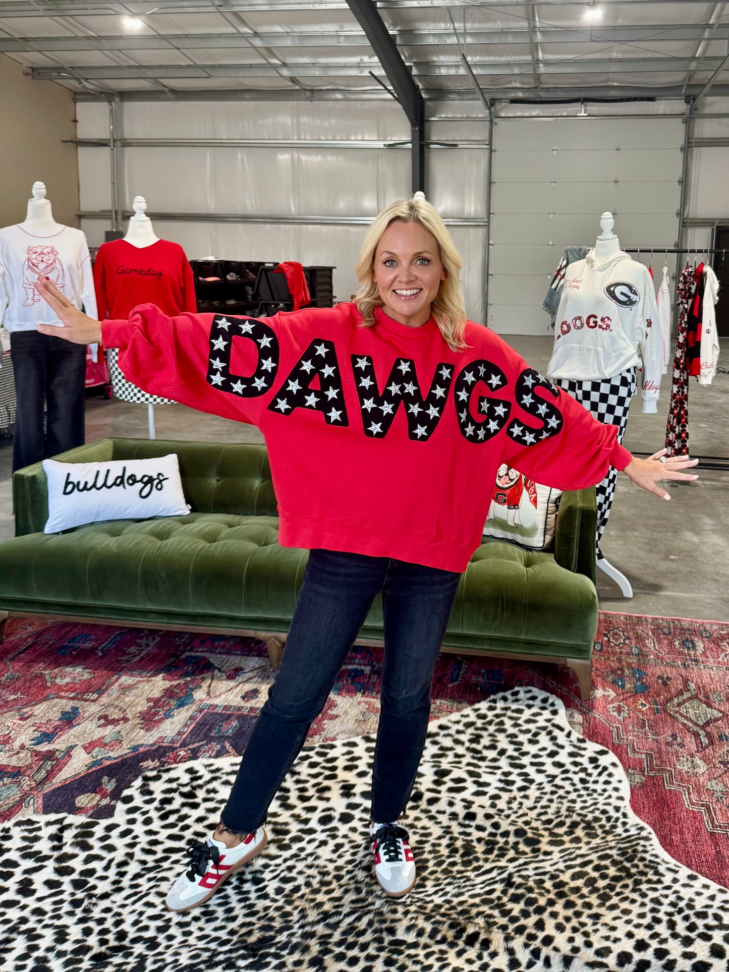 Licensed Dawgs ballon sleeve pullover goes up to plus size