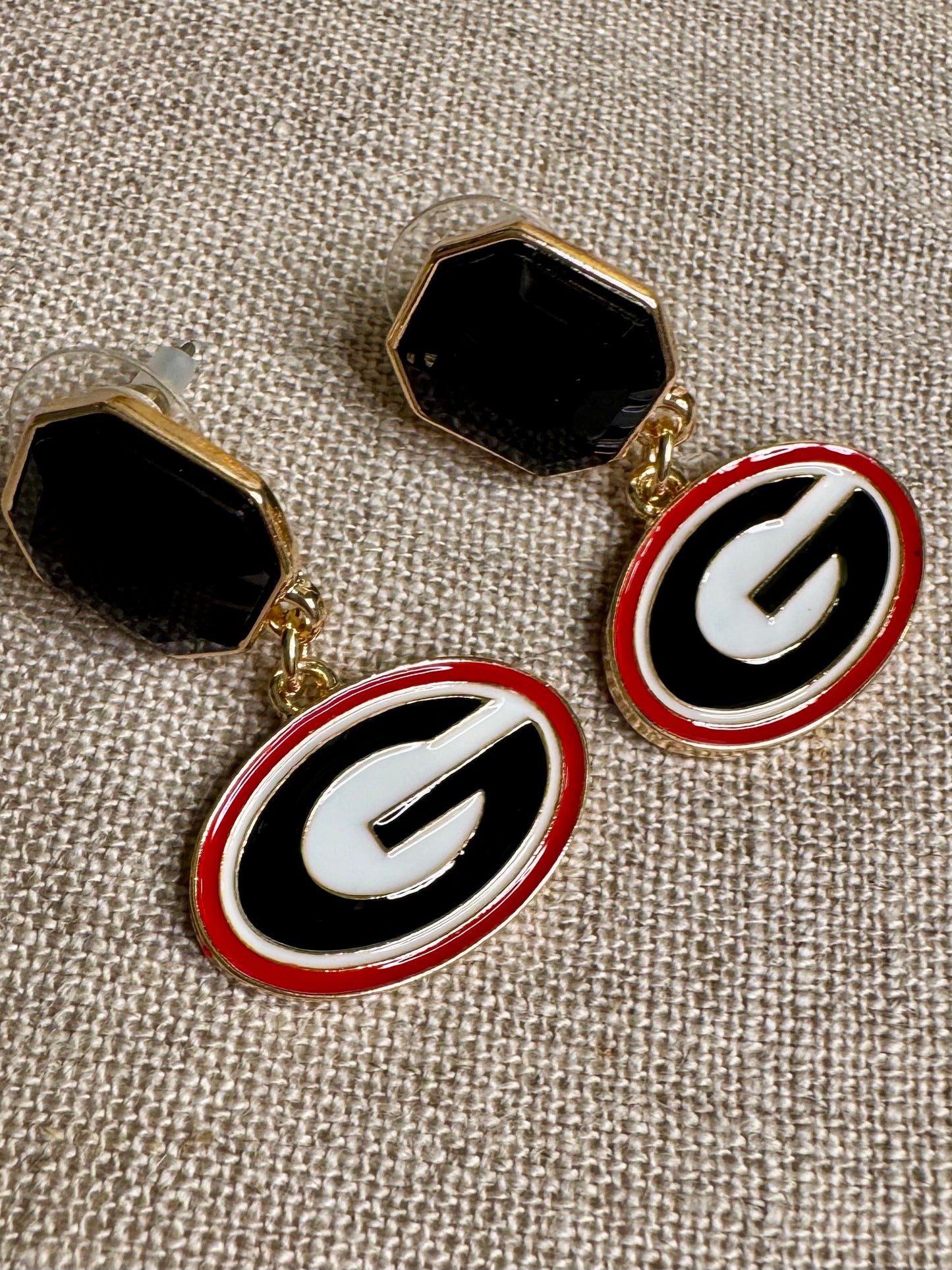 Georgia licensed rhinestone enamel logo earrings