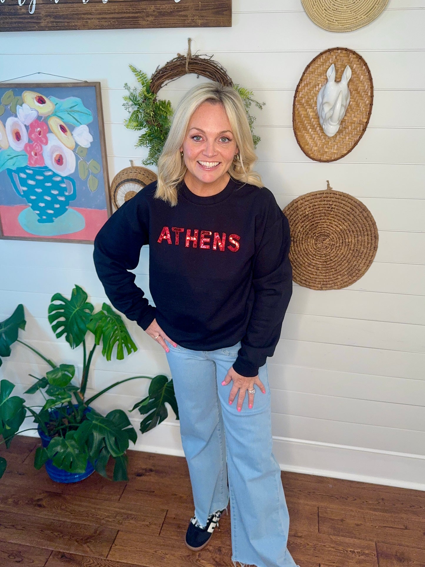 Black sweatshirt sequin Athens marked down!