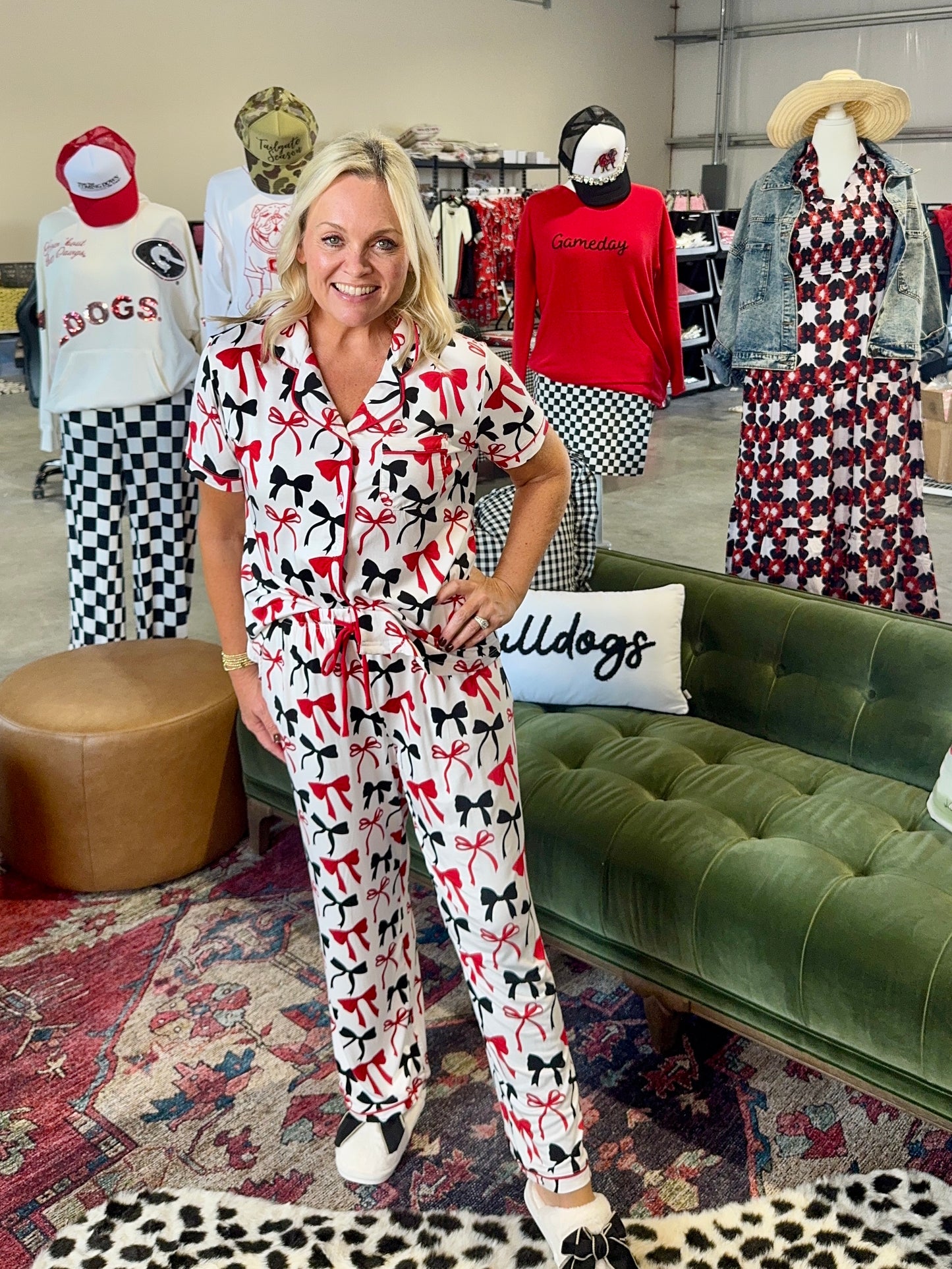 New Bow pajamas black and red so cute! Restocked!!