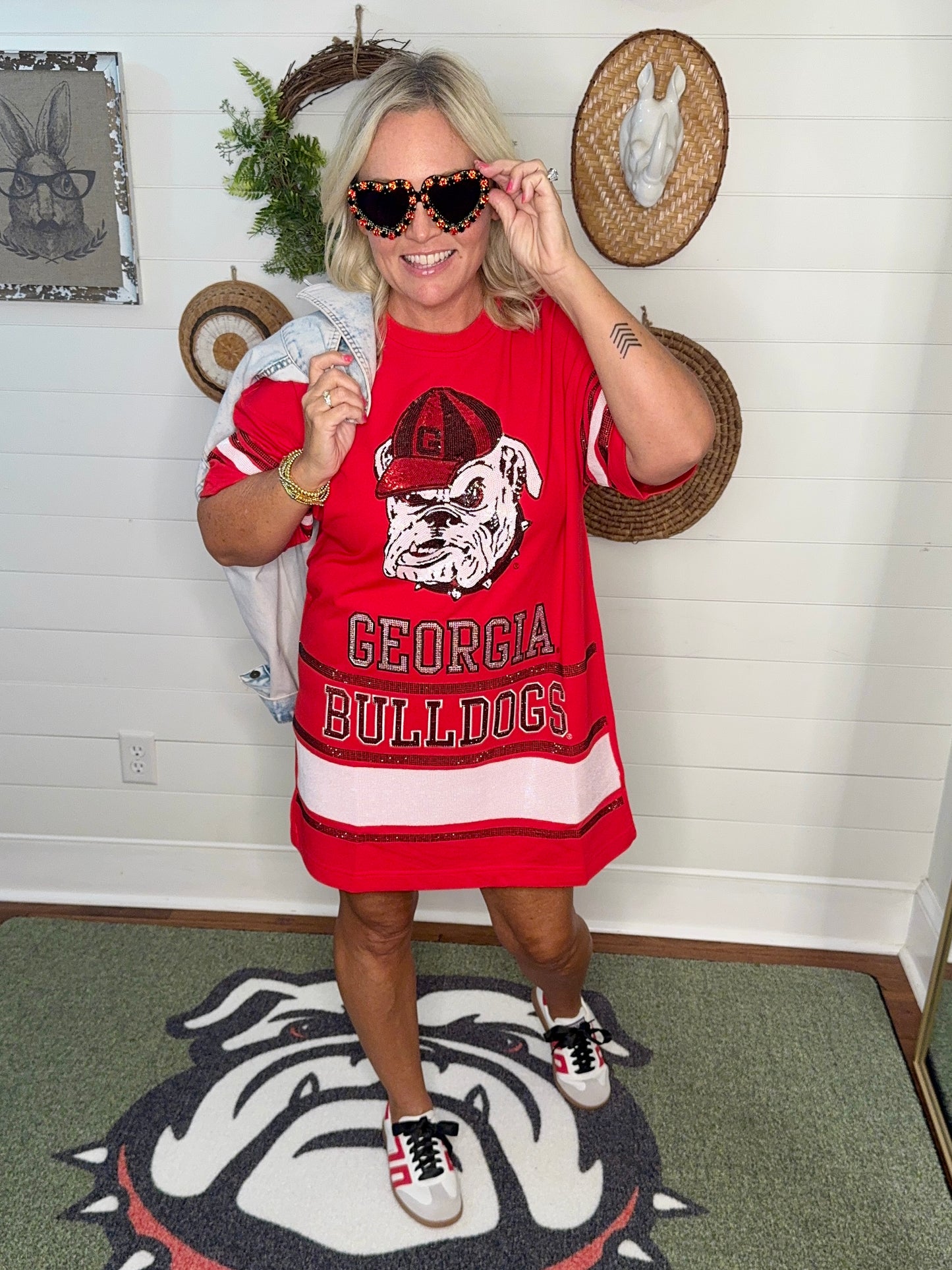Heart red and black rhinestone sunglasses