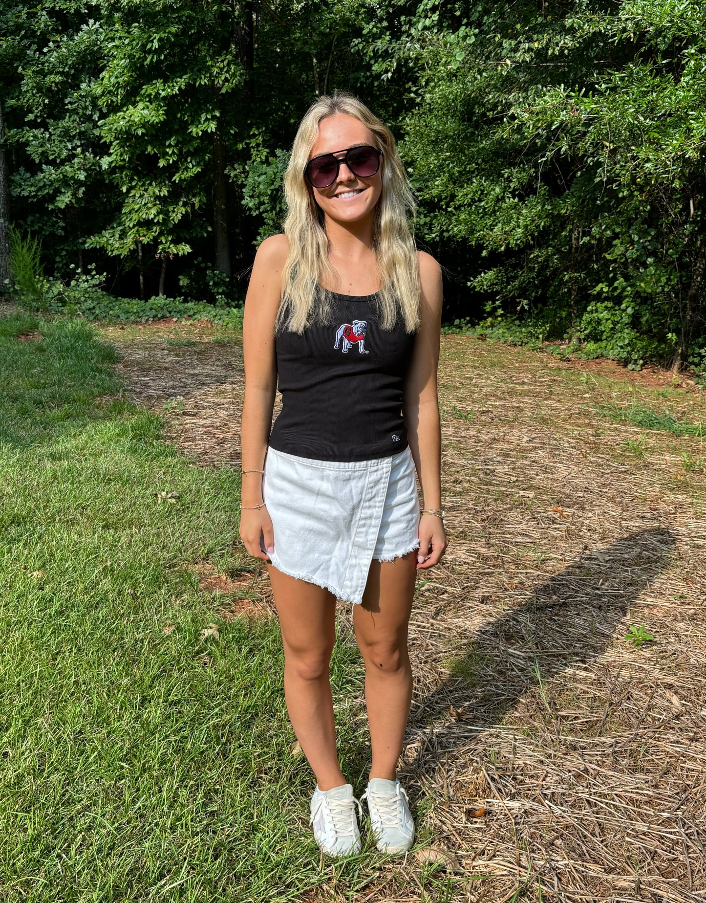 Black tank embroidered bulldog licensed hype and vice brand marked down