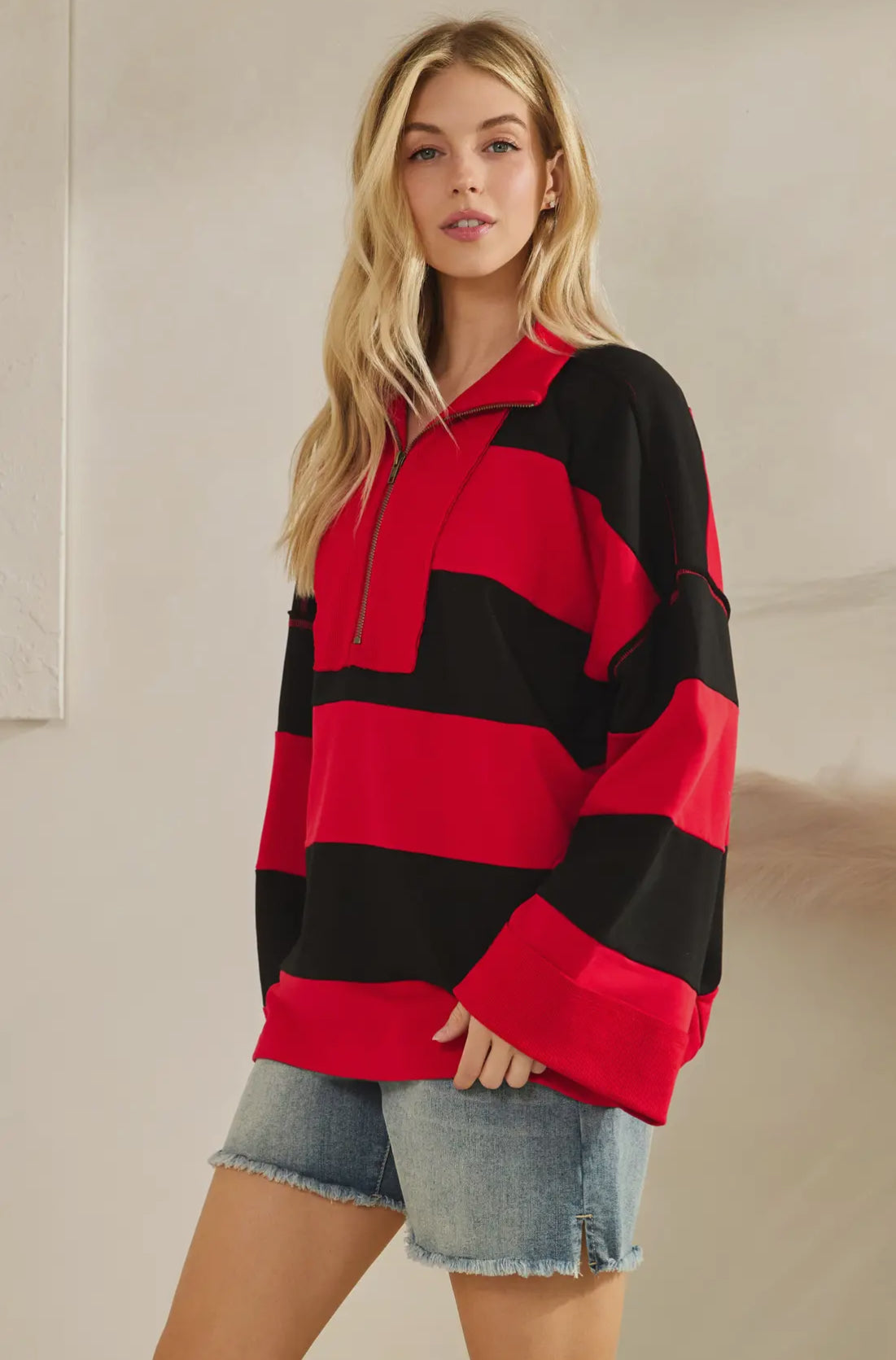 Game day varsity stripe pullover