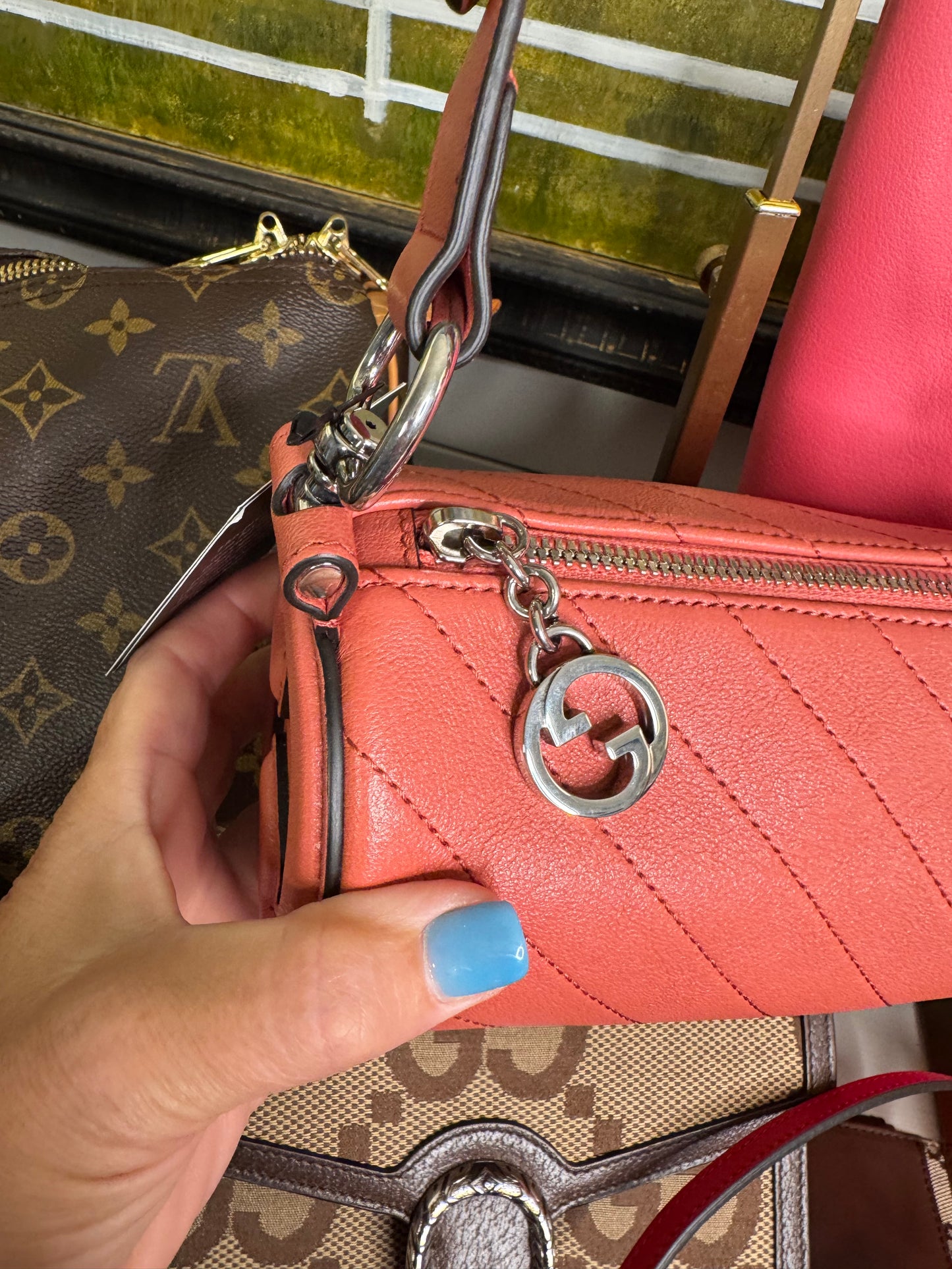 Gucci Blondi one shoulder pink bag with dust bag pre loved