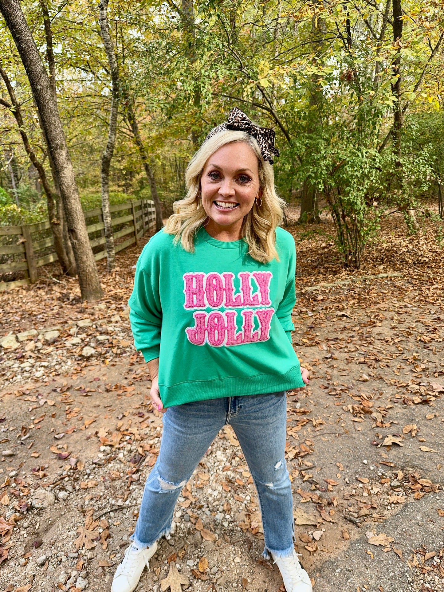 Boutique Christmas sweatshirt Holly Jolly oversized marked down