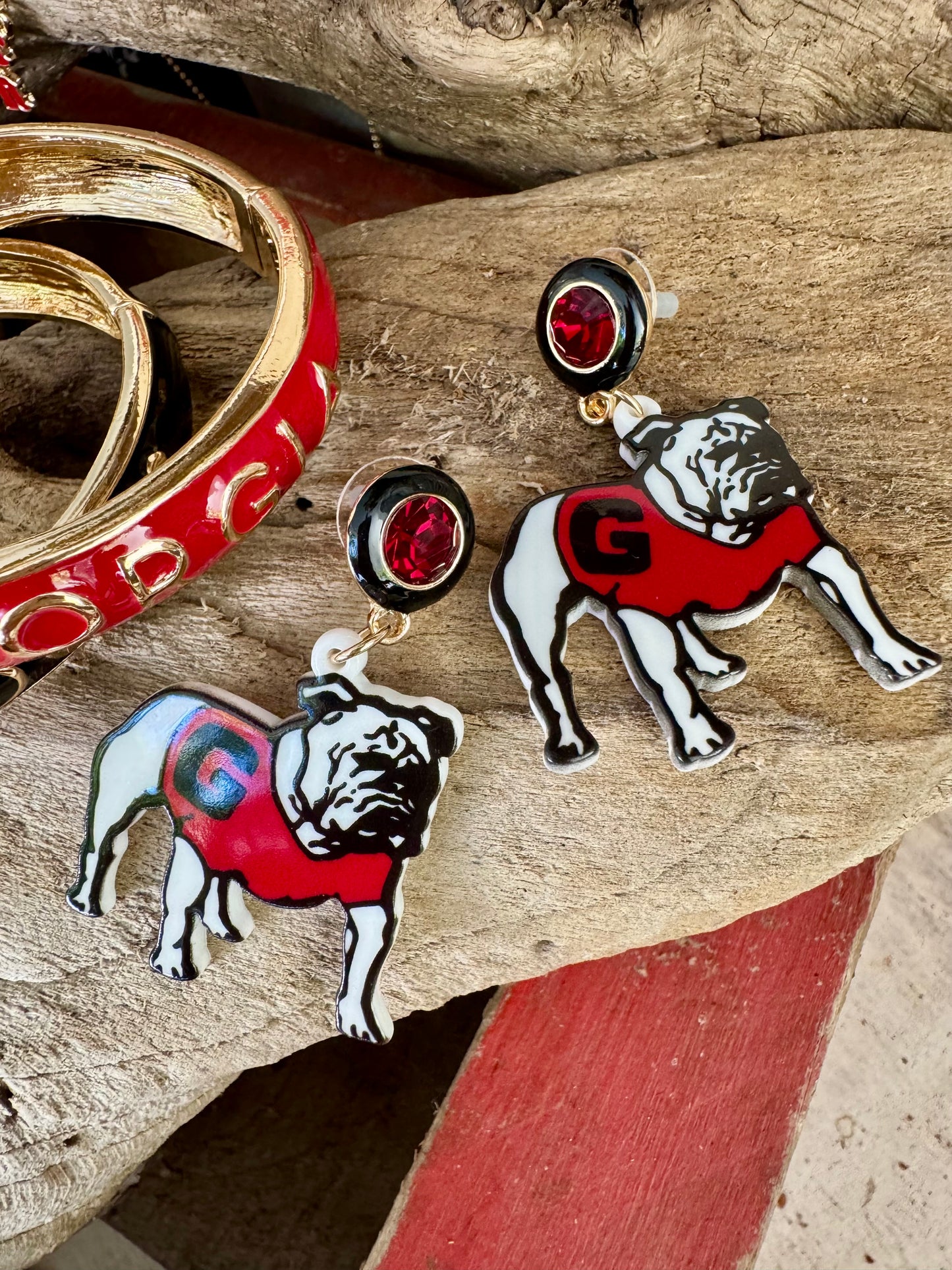 Georgia hairy dawg resin mascot earrings licensed