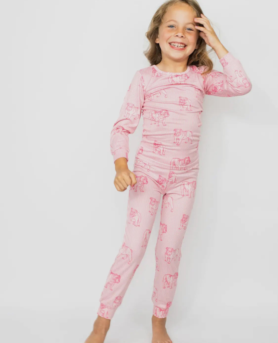 Pink bulldog pajamas little girls toddler