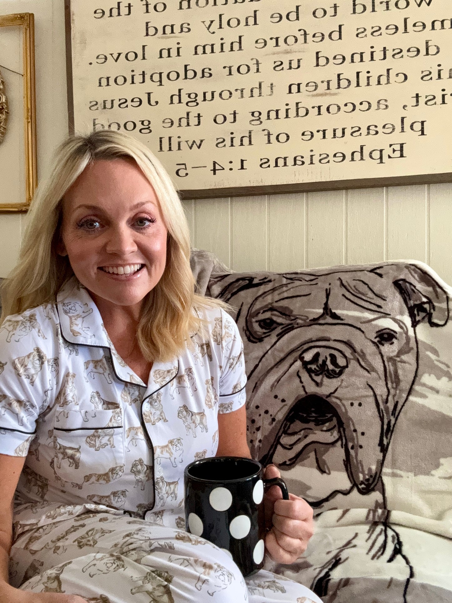 Bulldog button up pajama top up to size XXL!