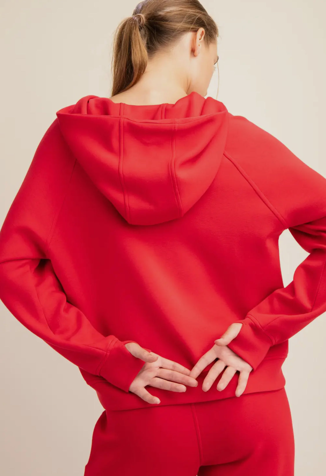 Active wear zip up modal scuba hoodie jacket red