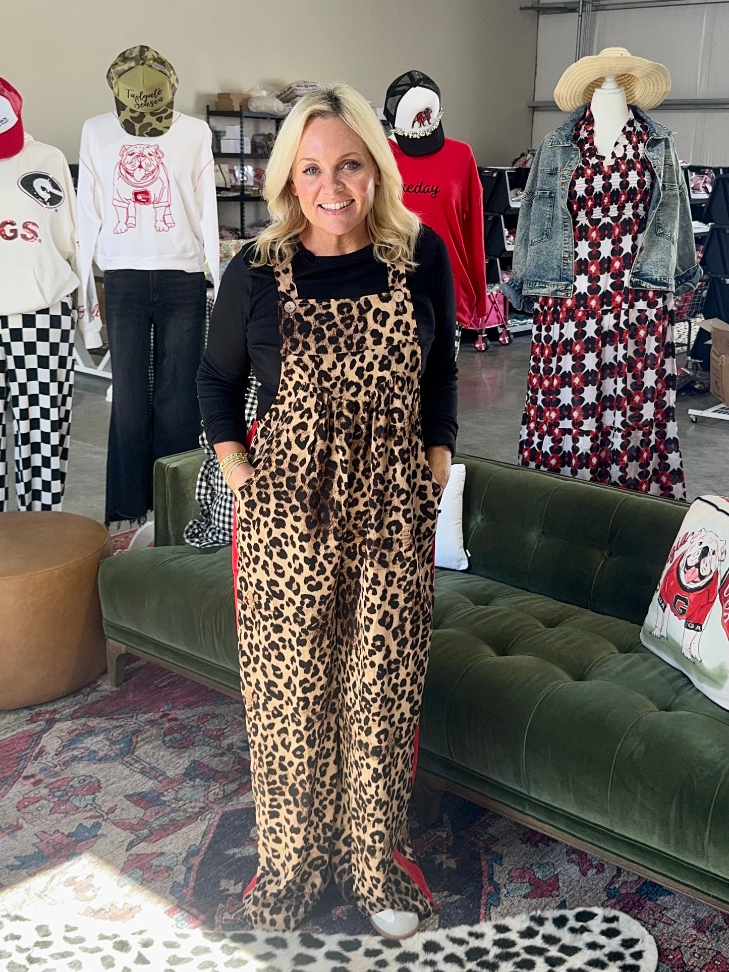 Leopard overalls jumpsuit adjustable up to plus size!