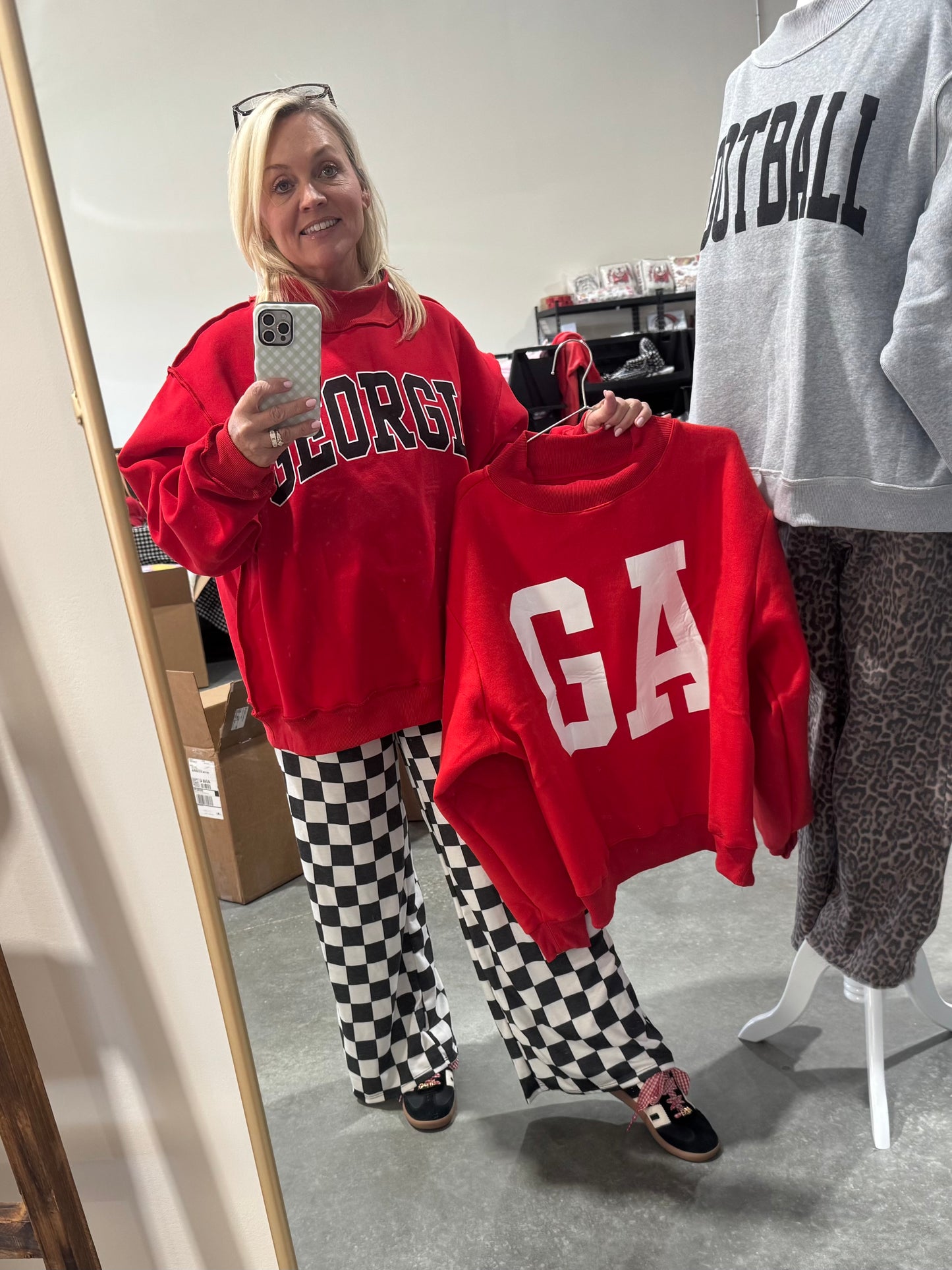 Red mock neck reversible georgia