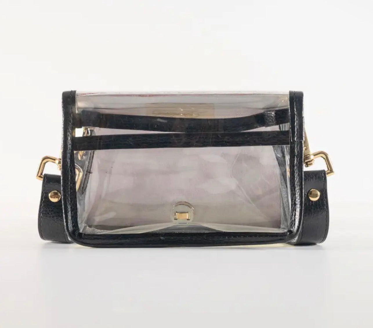Black strip petite clear bag