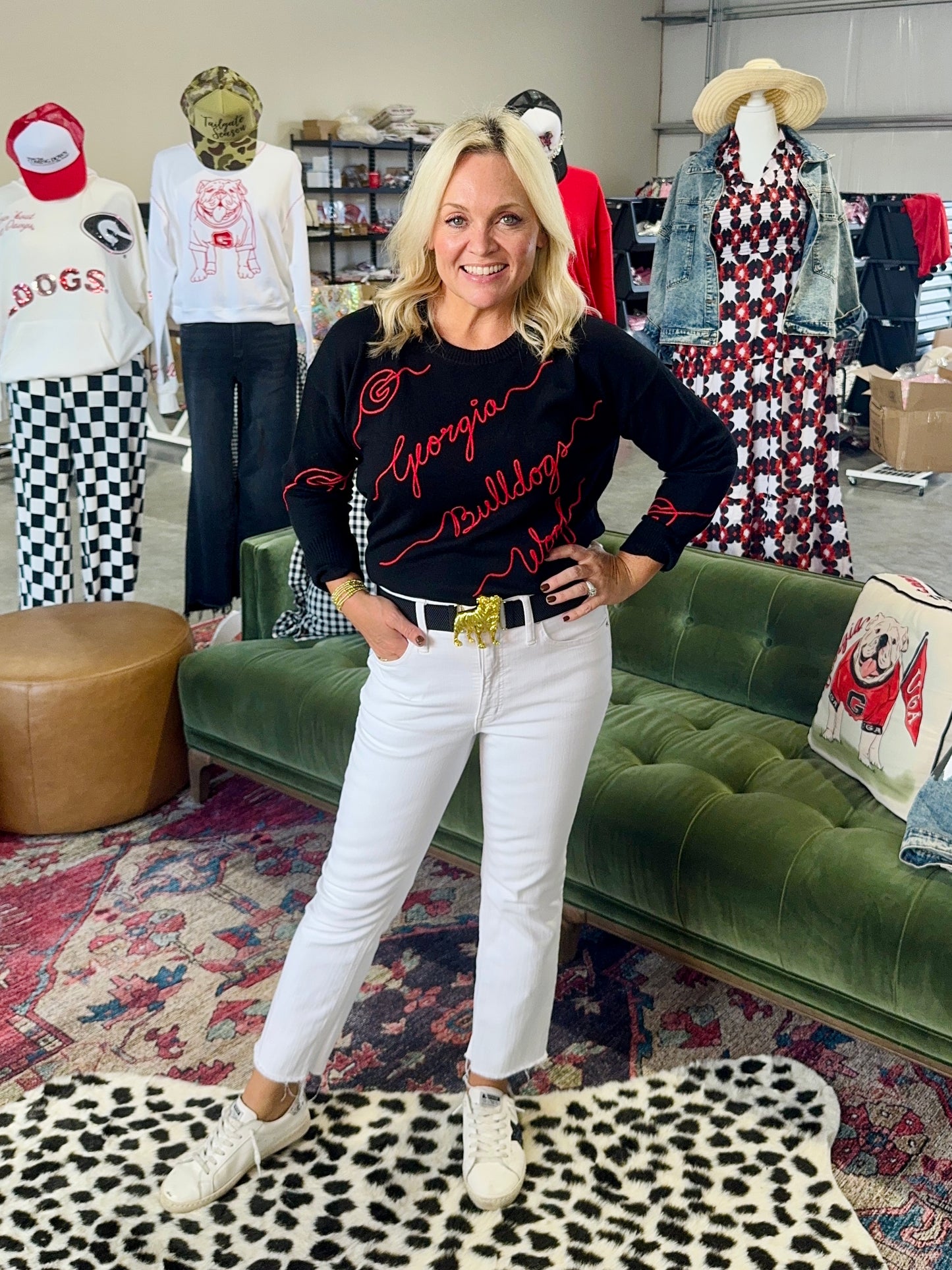 Licensed black georgia bulldog love letter sweater light weight