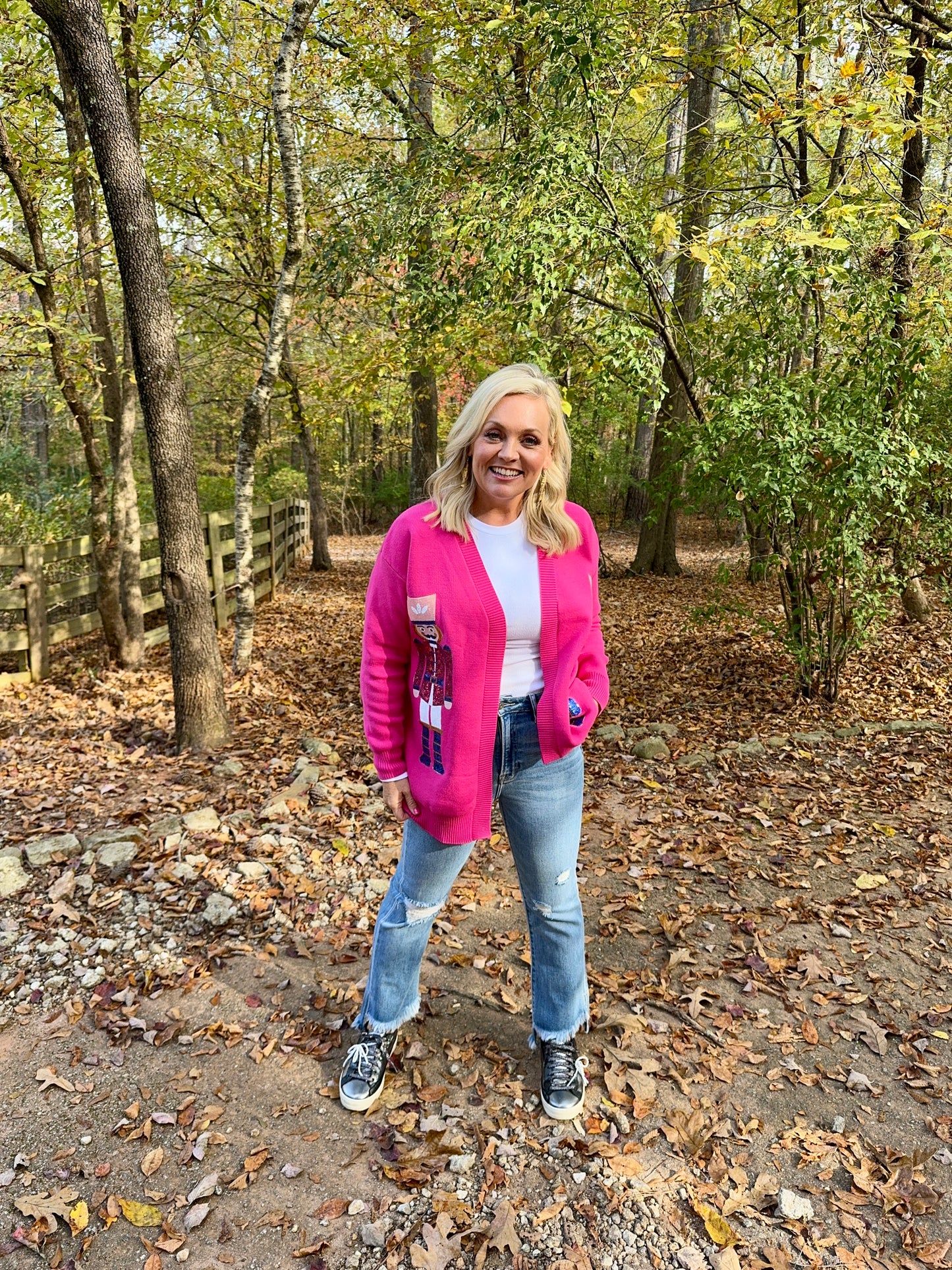 Sequin Nutcracker cardigan pink boutique high quality! Marked down