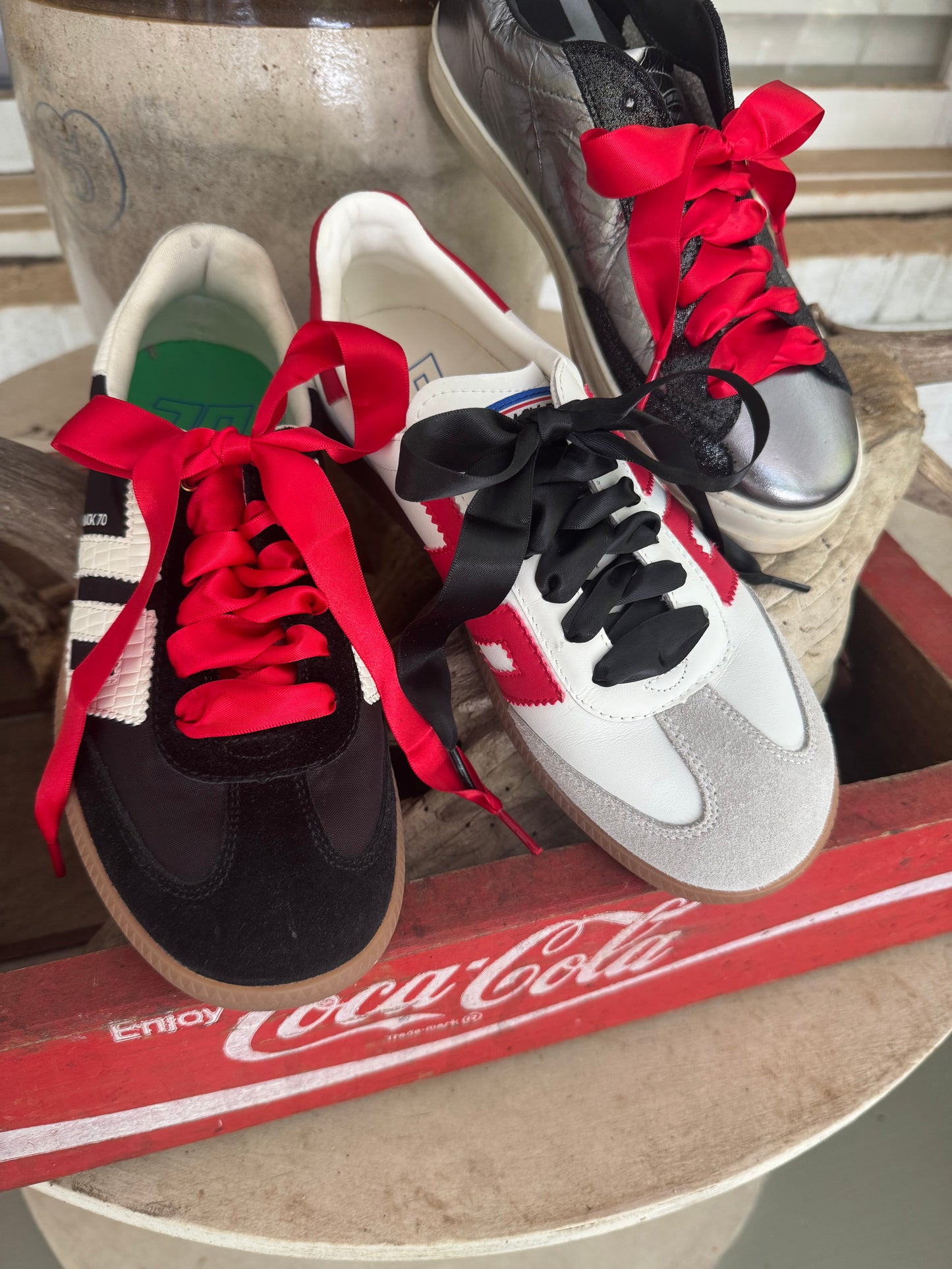 One lace listing! Game day shoe laces red or black one lace! Order two if u need for two shoes!