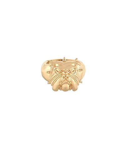 Stretchy bulldog ring gold metal