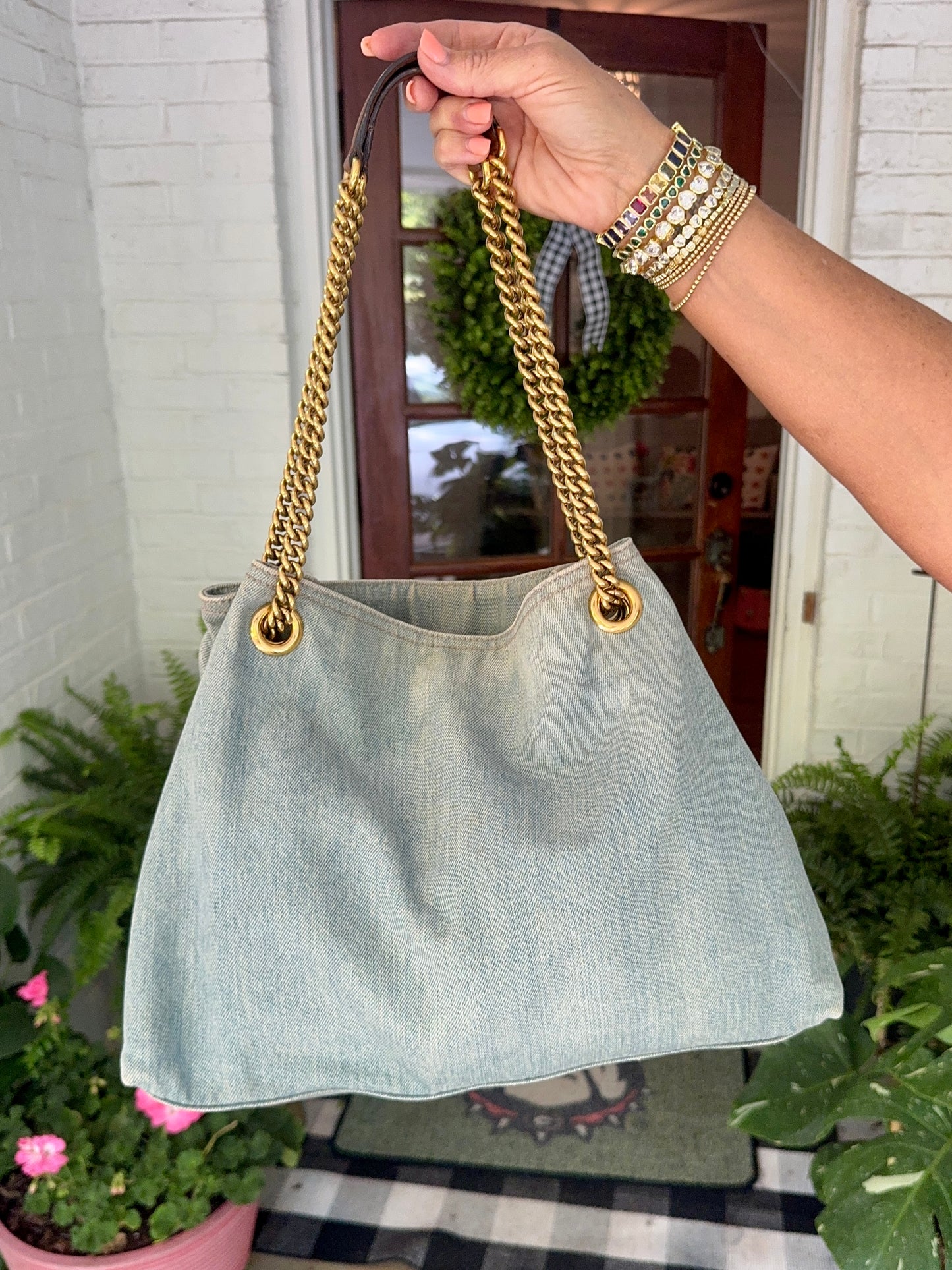 Pre Loved Gucci Denim Soho Chain Tote Bag