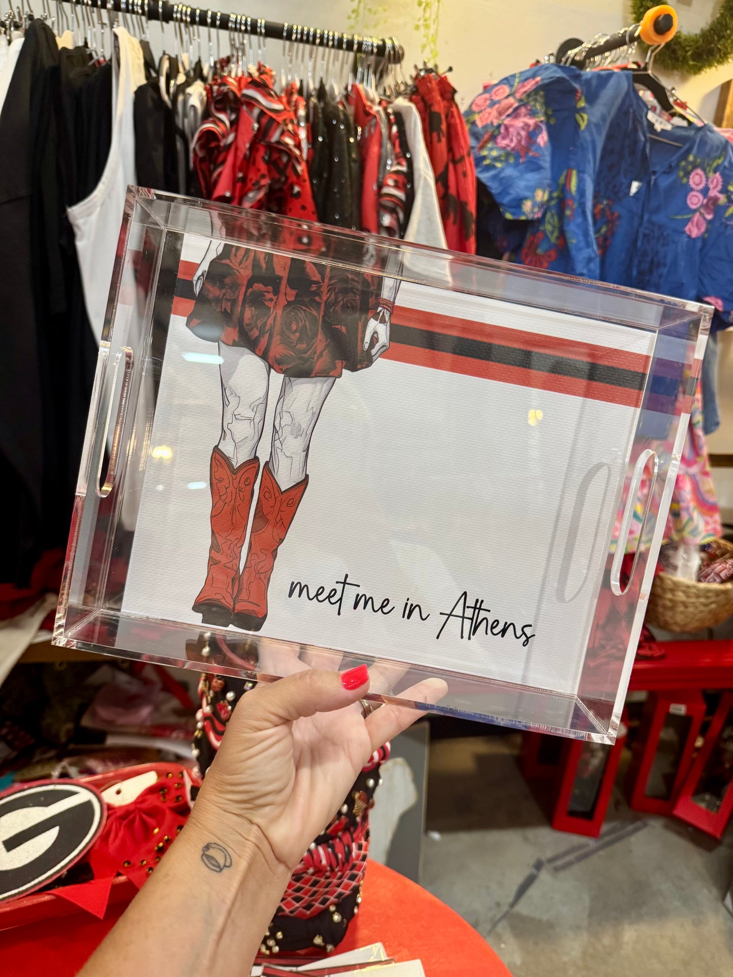Acrylic tray with reversible vinyl graphic game day Athens