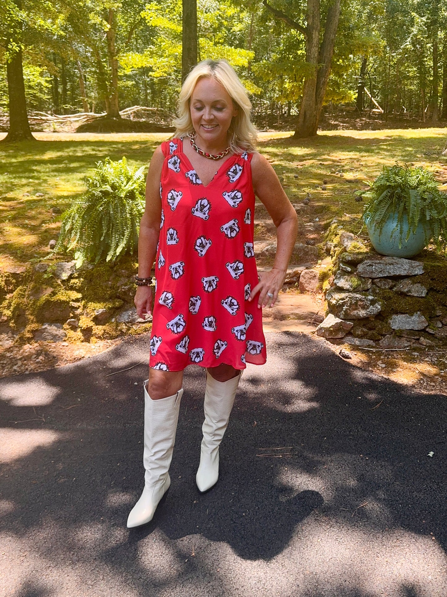 Dress flowy black and red bulldogs