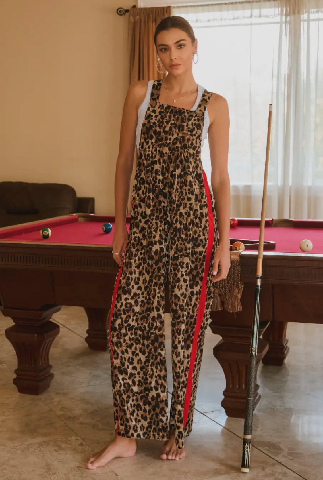 Leopard overalls jumpsuit adjustable up to plus size!