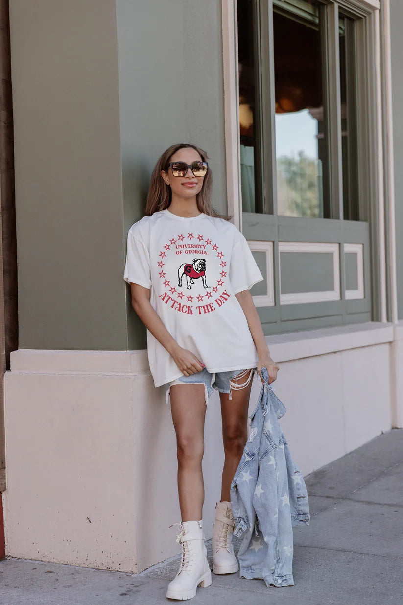 Licensed oversized crew neck bulldogs tee