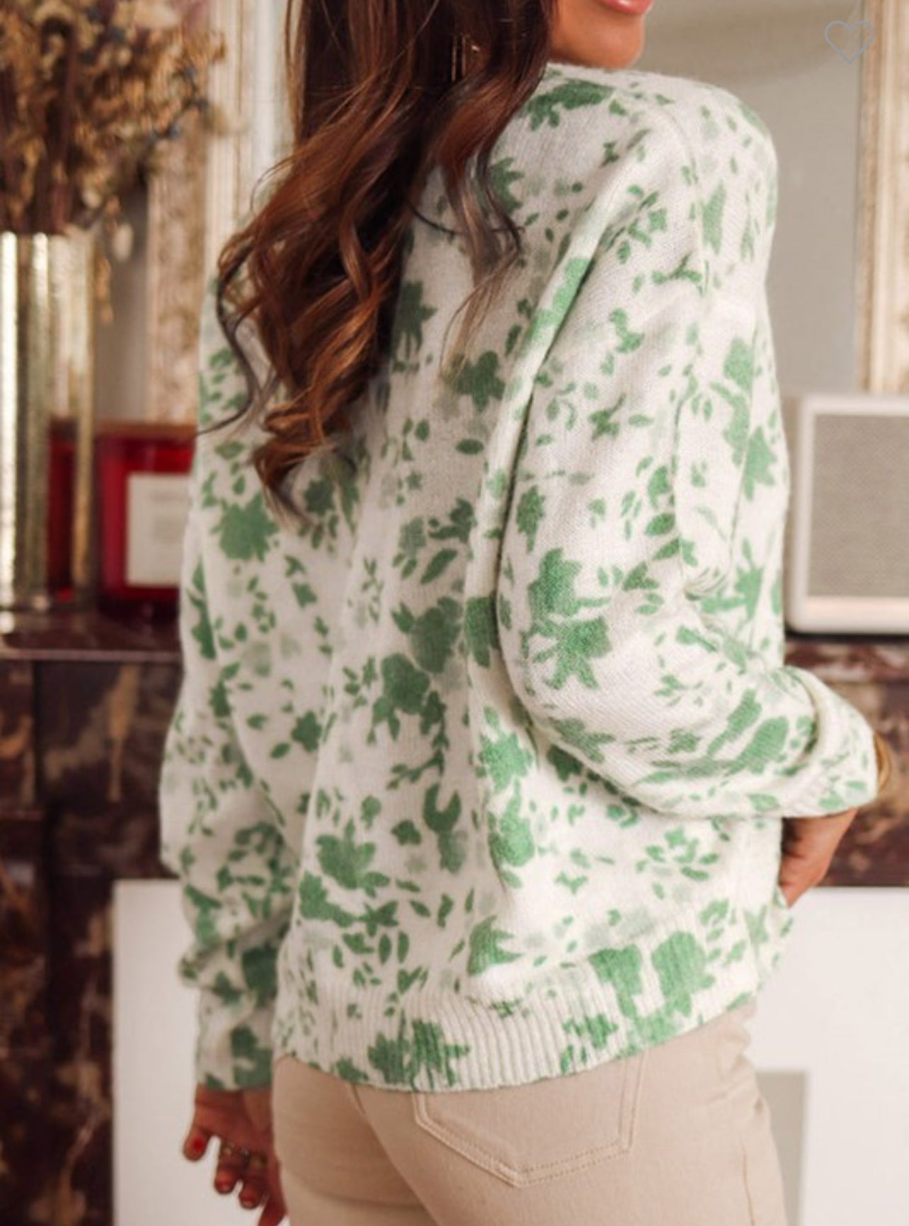 Abstract floral pearl sweater cardigan warehouse clearances sale