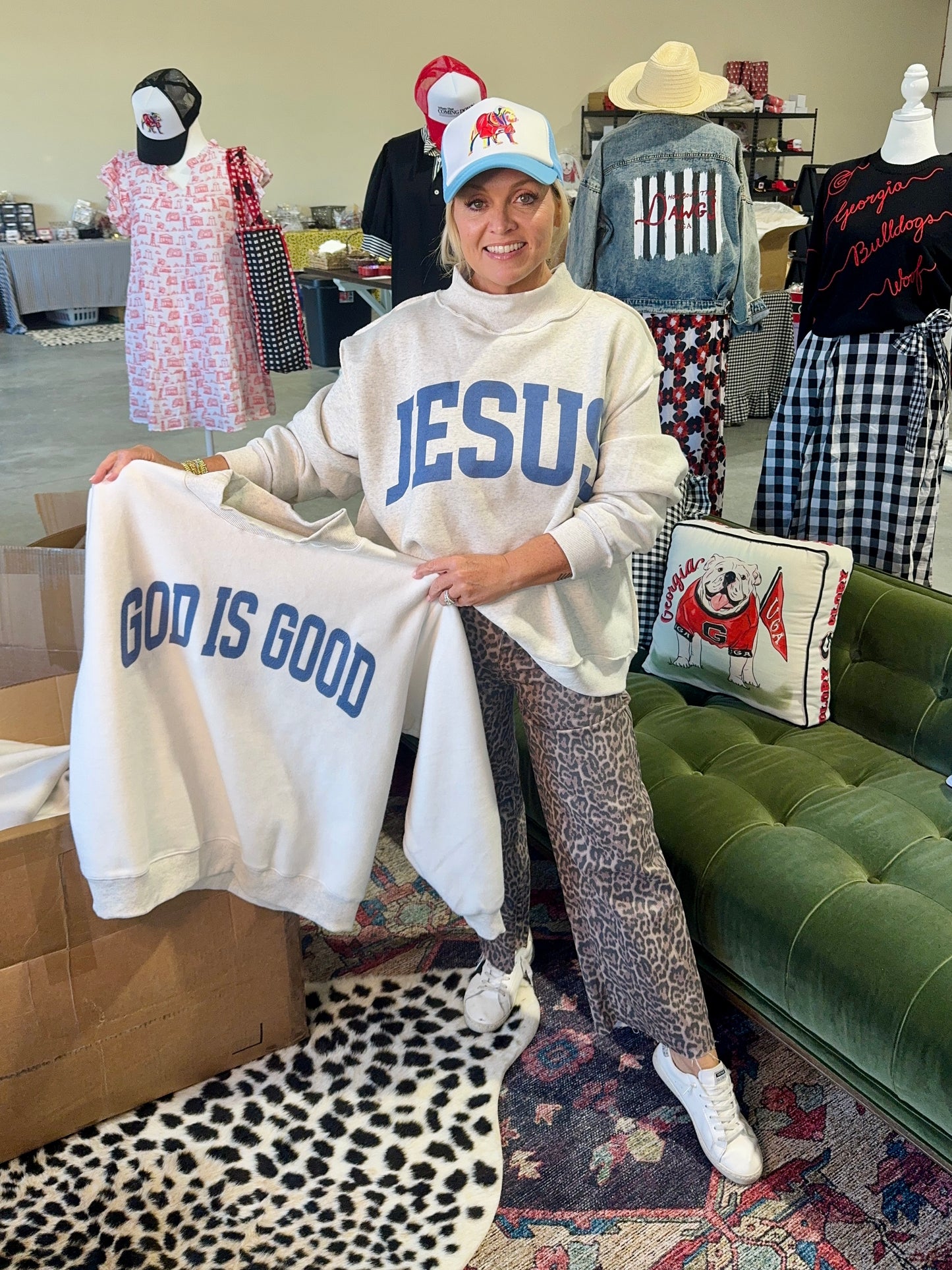 Ships now! reversible mock neck “Jesus” and “God is Good”