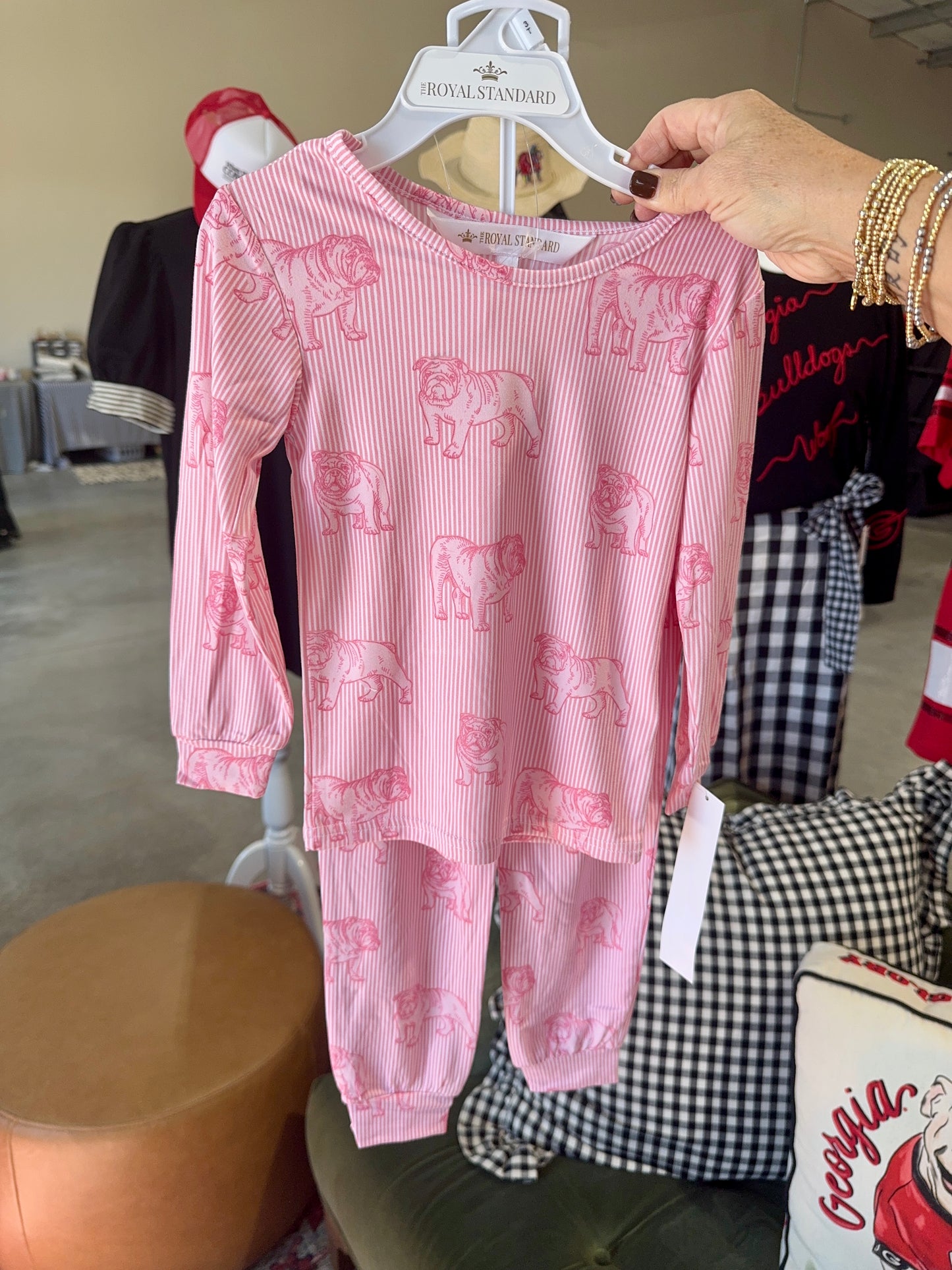 Pink bulldog pajamas little girls toddler