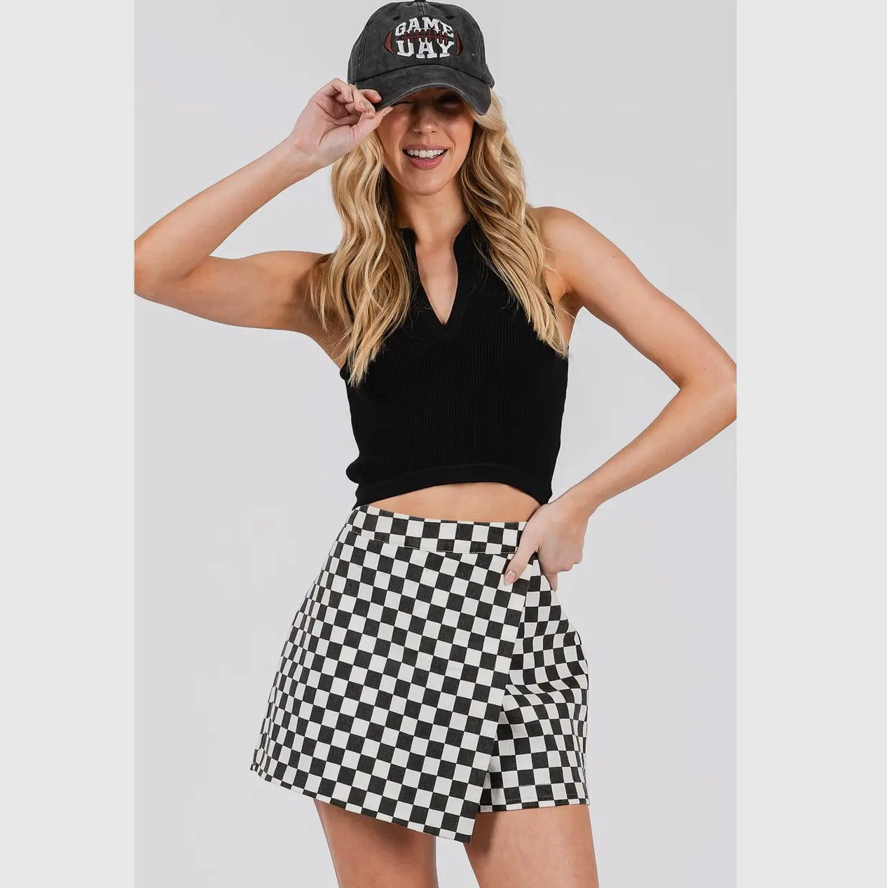 Black and white checkered skort game day