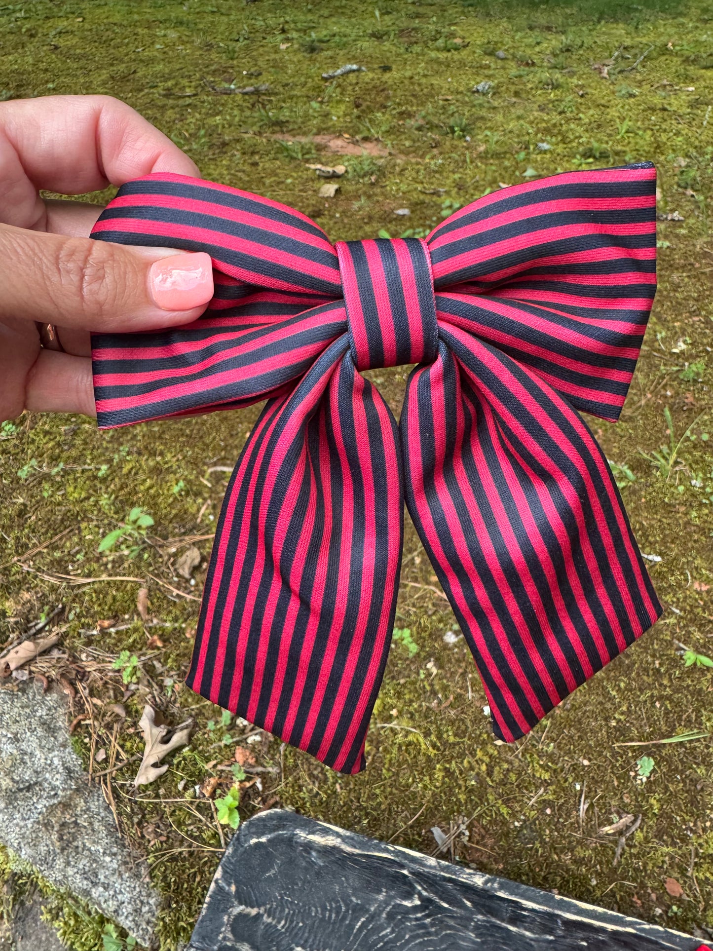 Stripe bow with clip hair bow