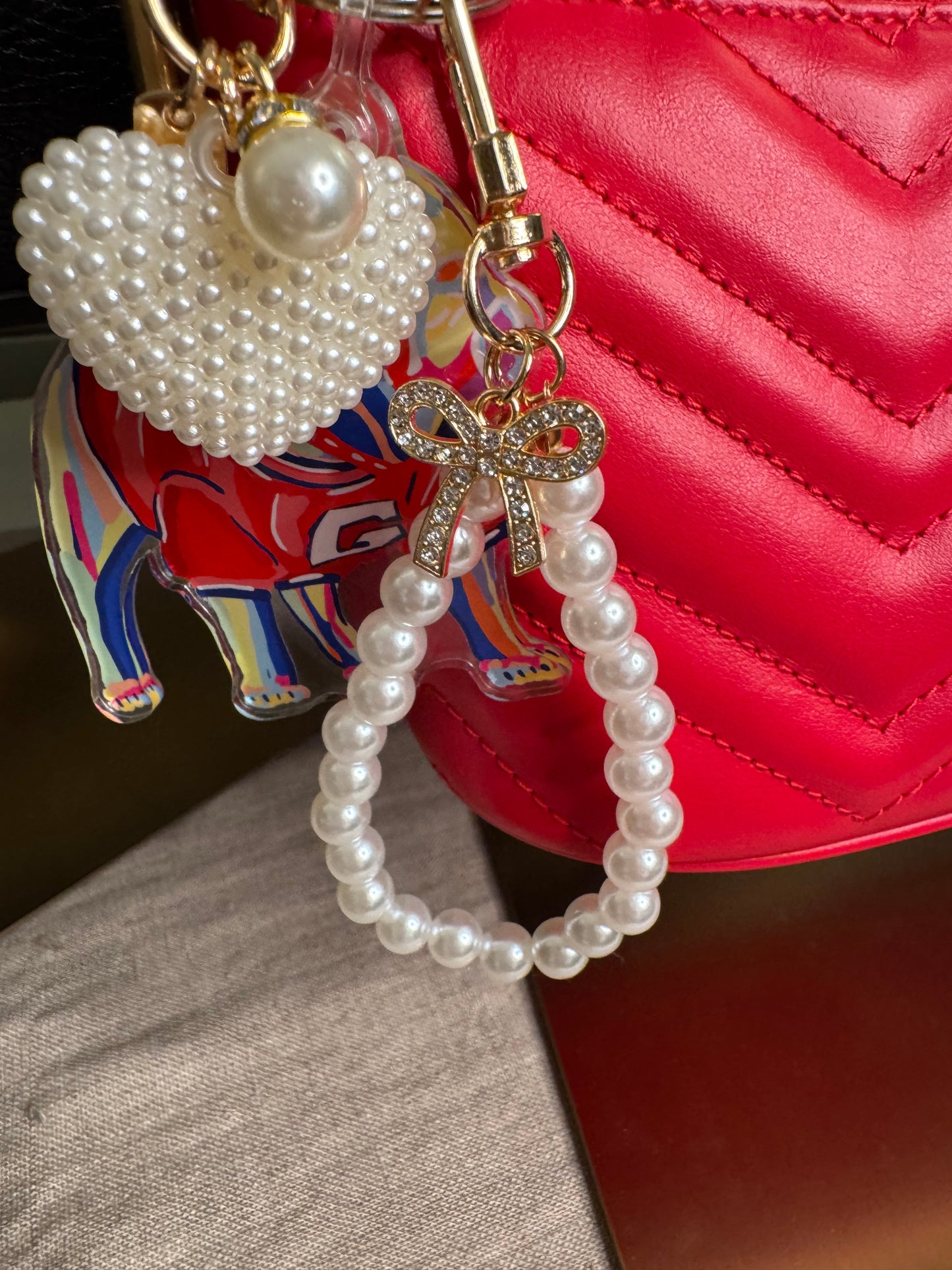Purse charm pearl heart