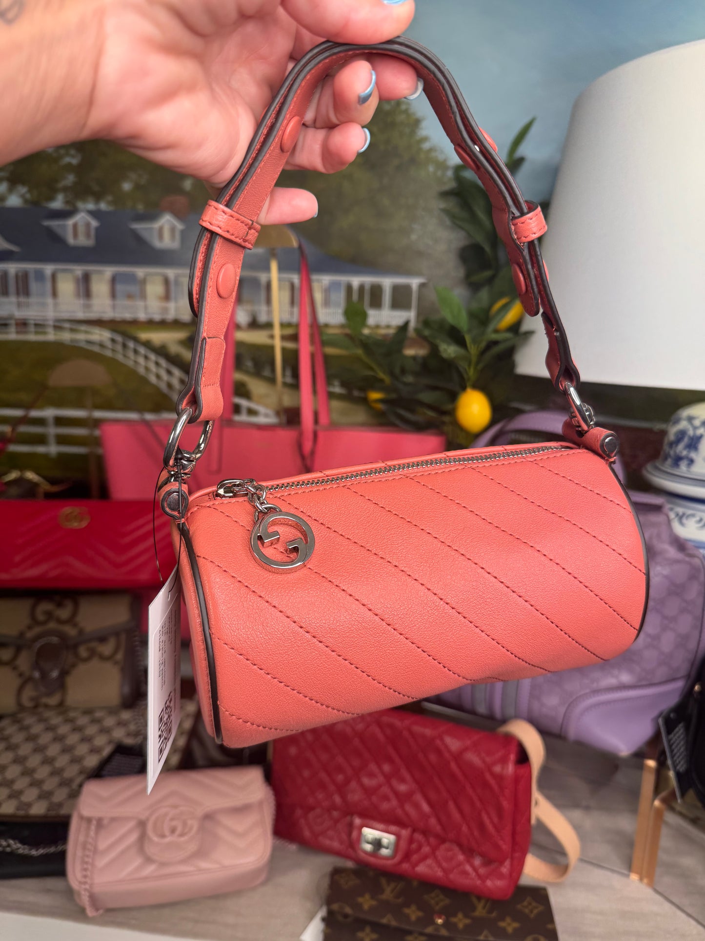 Gucci Blondi one shoulder pink bag with dust bag pre loved