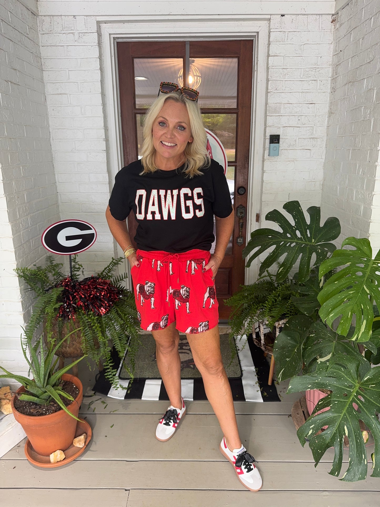 Terry sequin bulldog licensed shorts