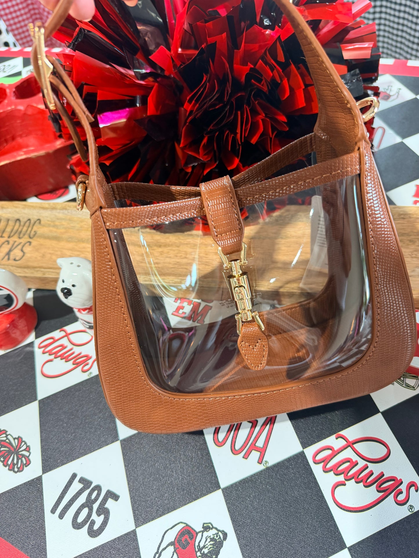 The Paige clear bag brown