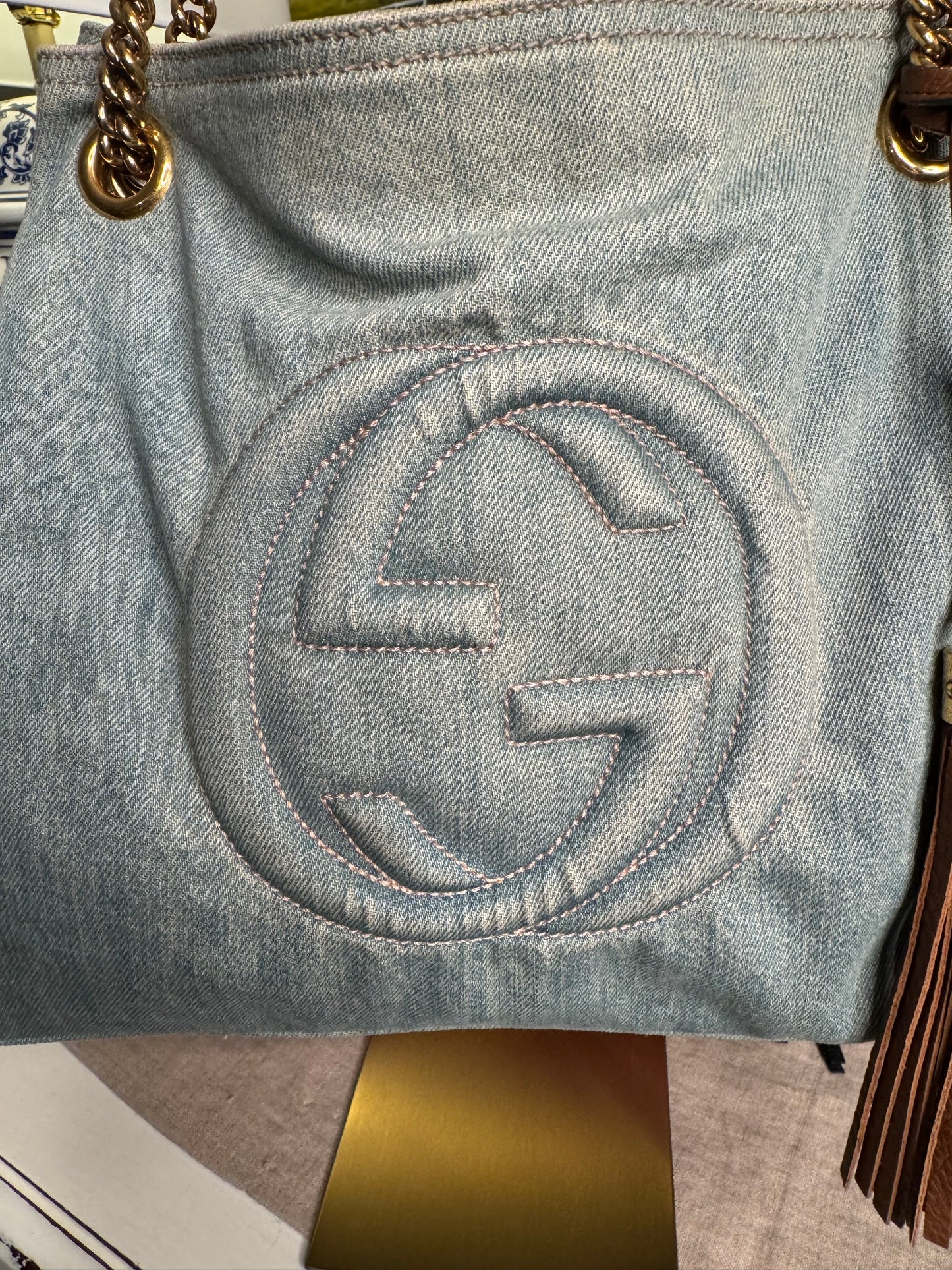 Pre Loved Gucci Denim Soho Chain Tote Bag