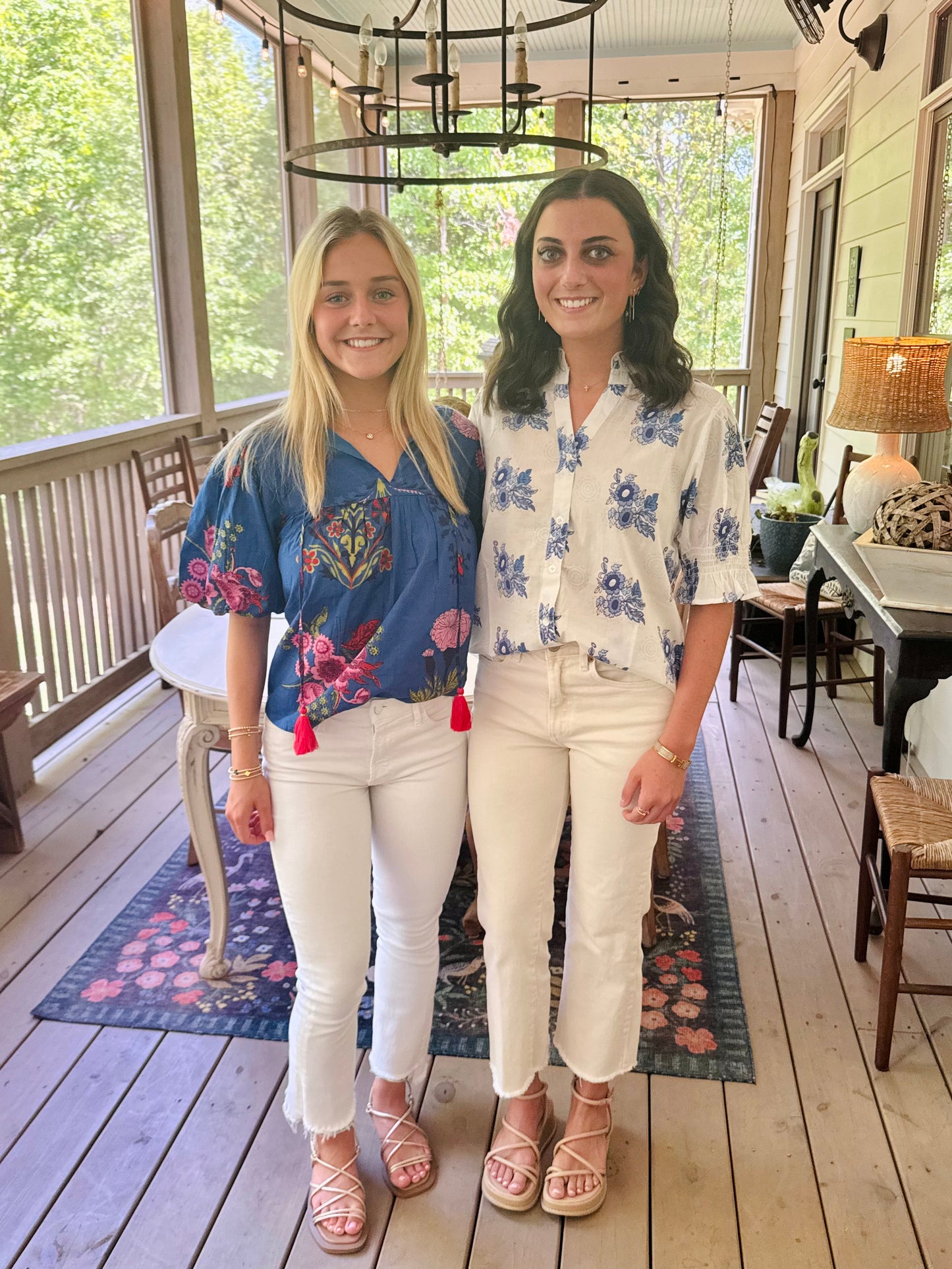 Navy summer blouse floral THML warehouse clearance sale