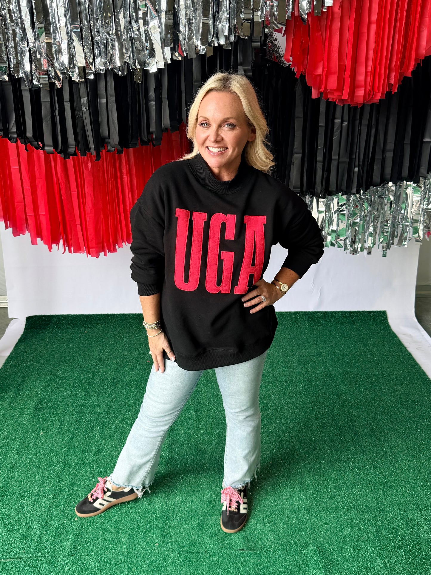 Mock neck with UGA appliqué licensed