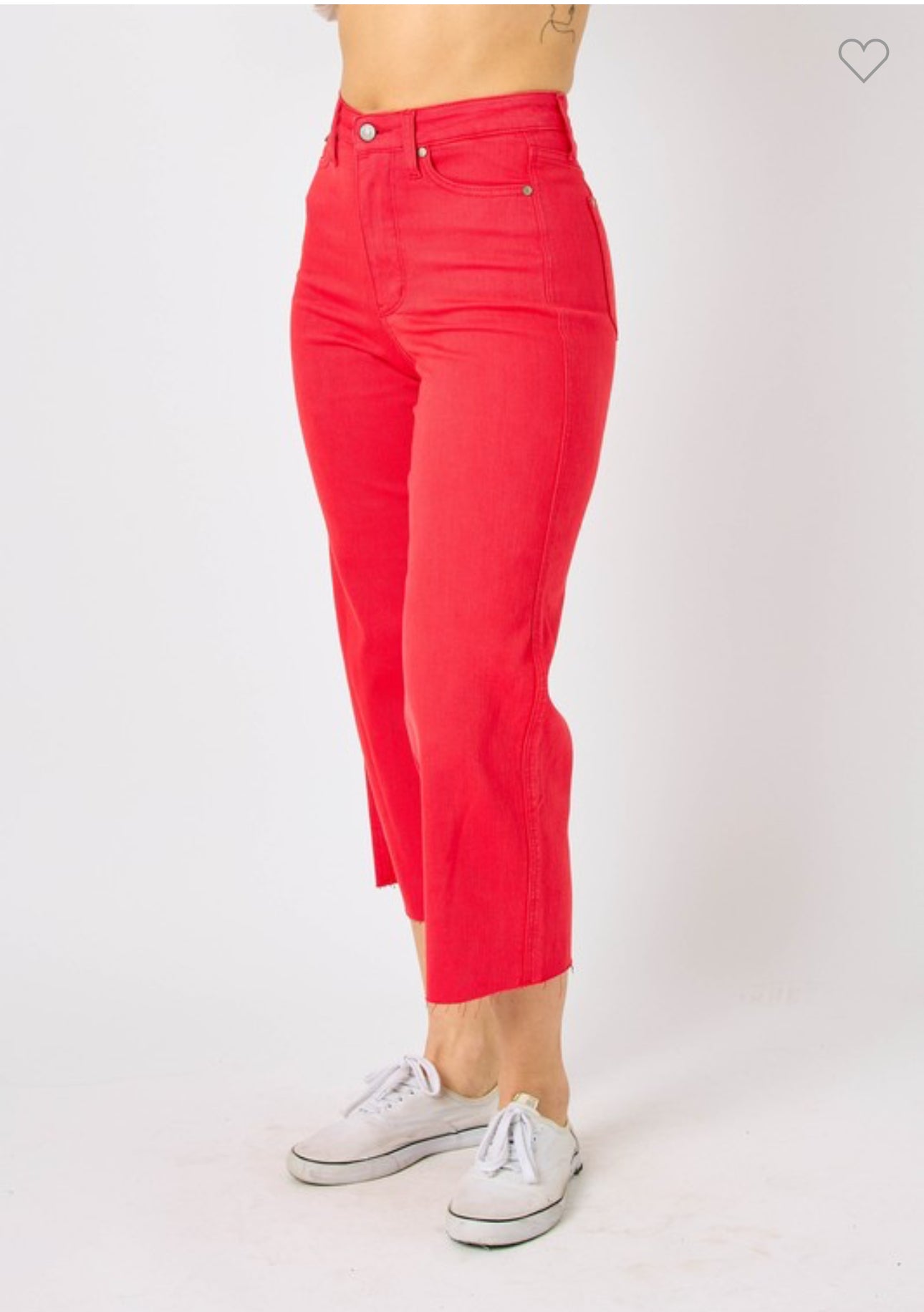 Judy blue red cropped tummy control jeans wide leg high waist up size 24W