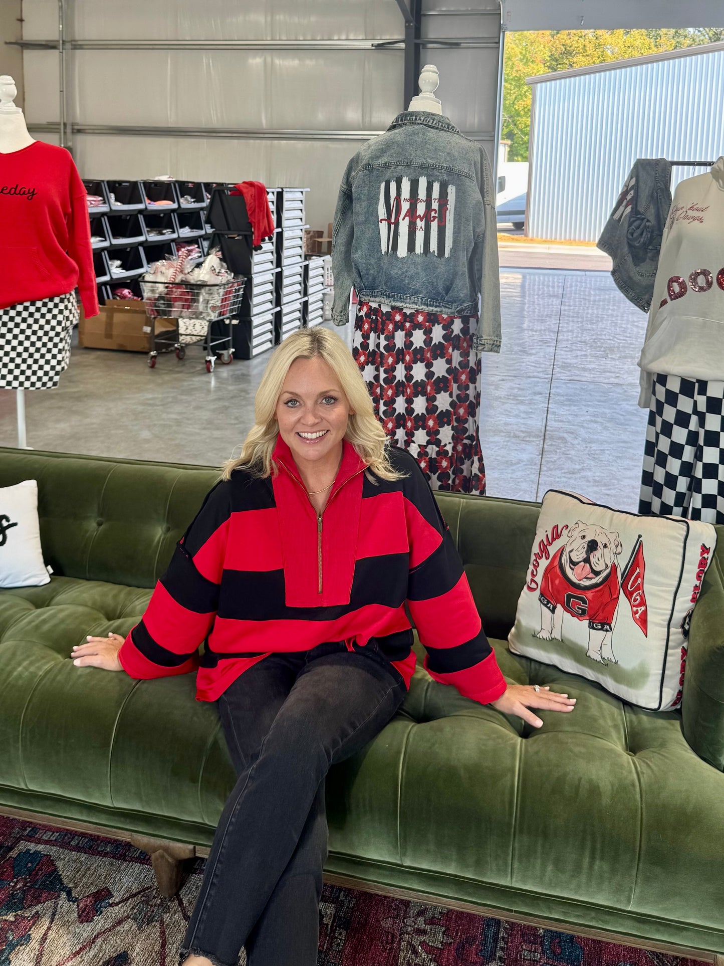 Game day varsity stripe pullover