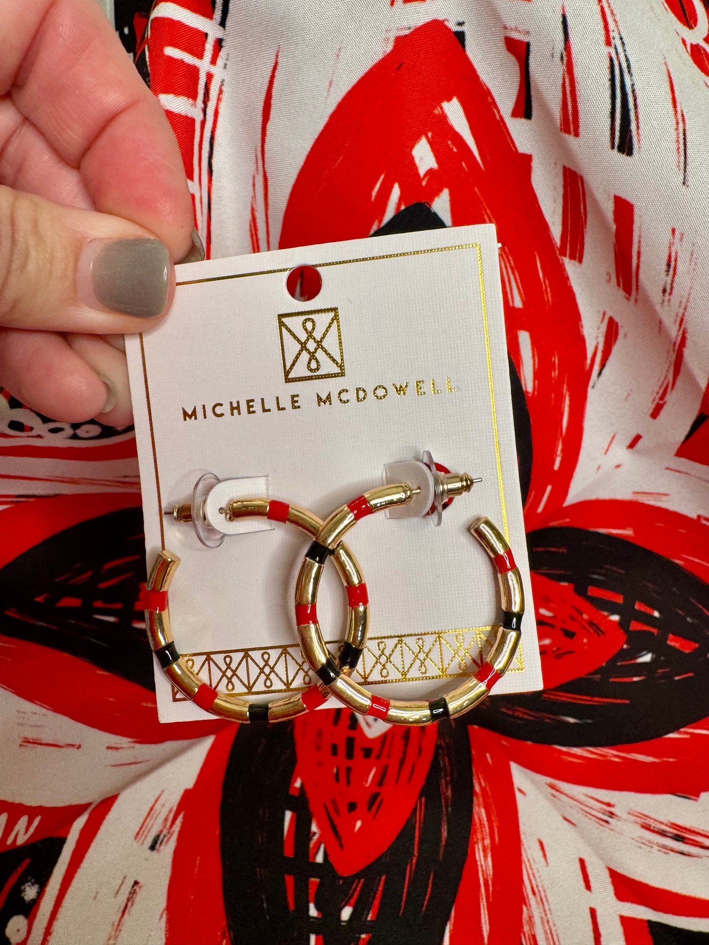 Gold, black and red hoops metal