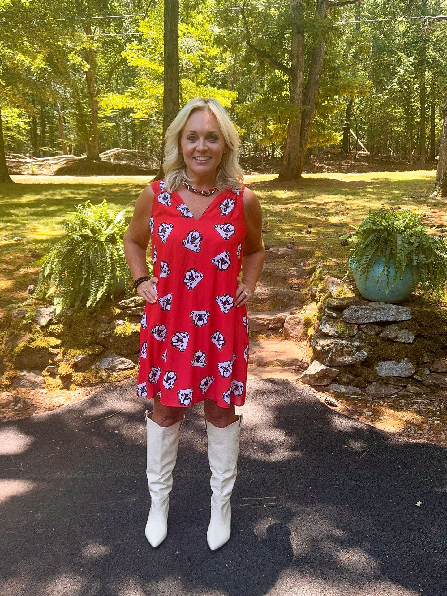 Dress flowy black and red bulldogs