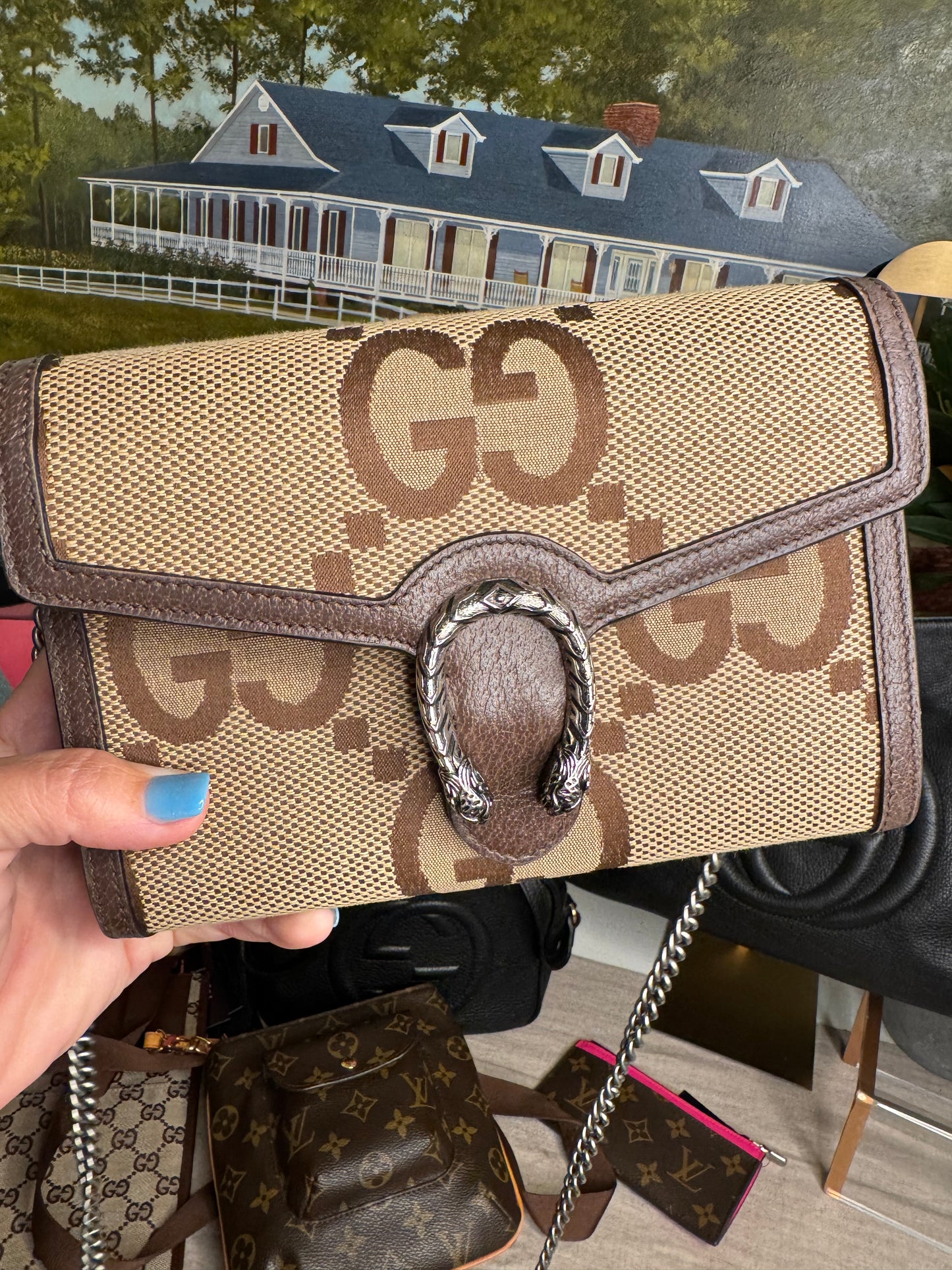 pre loved Gucci Canvas Gucci Love Parade Crossbody Bag Brown Canvas 401231