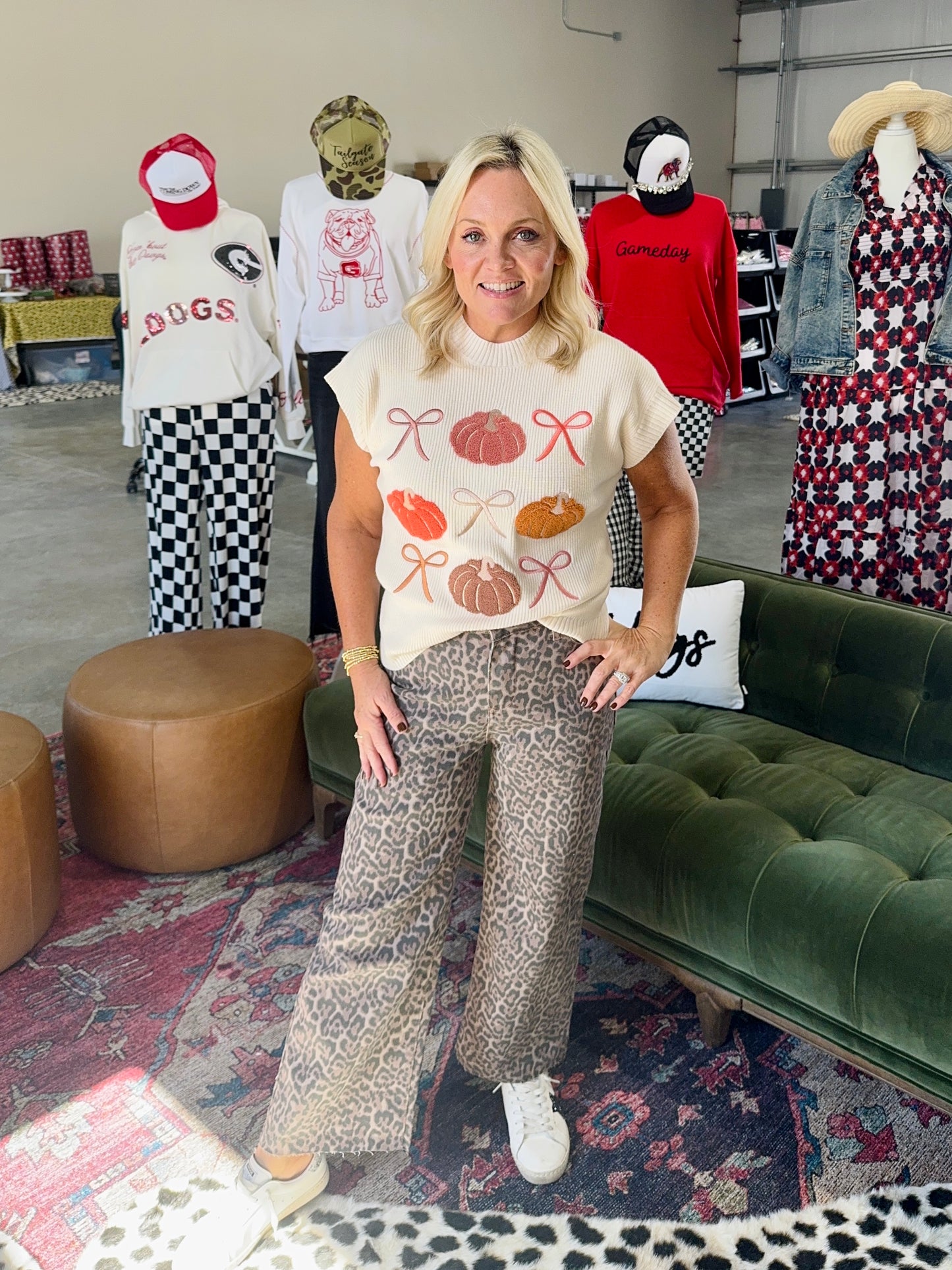Leopard denim pants Light weight up to size 16