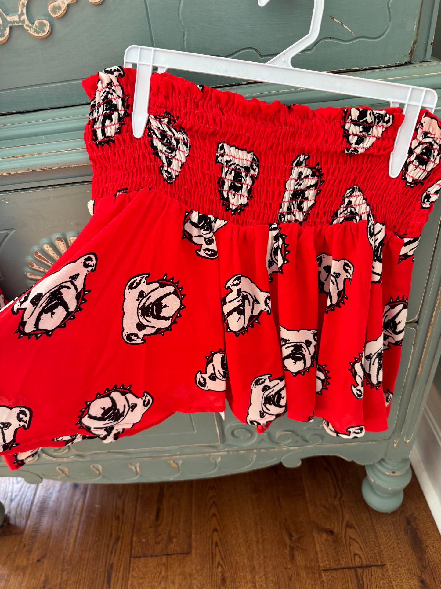 Red flowy shorts dog red black