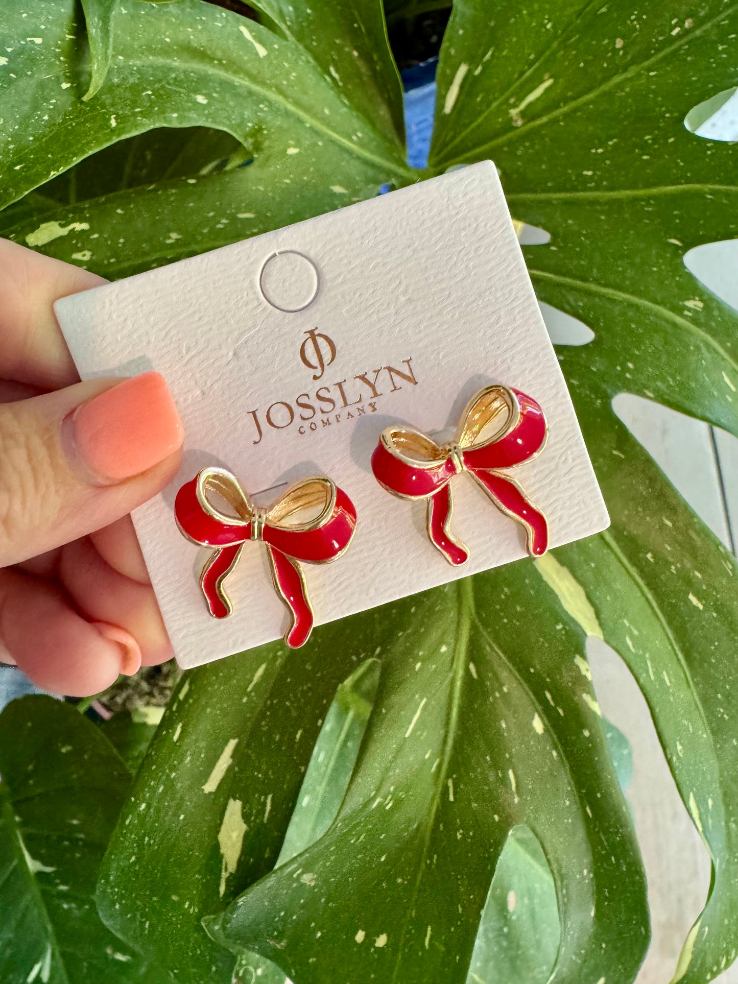 Red bow earrings