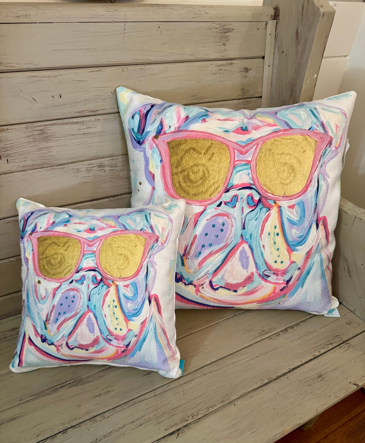 12x12 Water color bulldog pillow